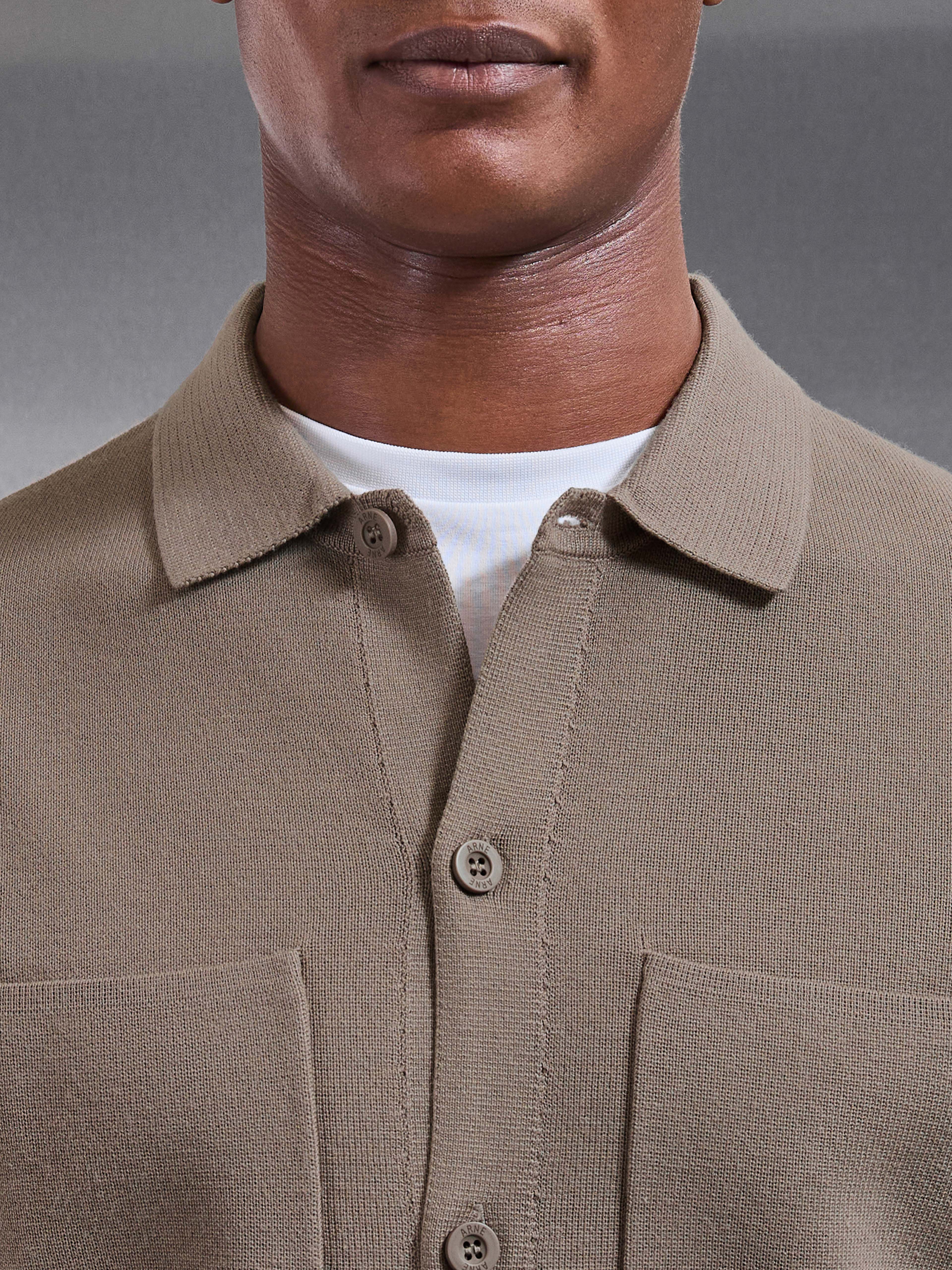 Knitted Overshirt in Taupe