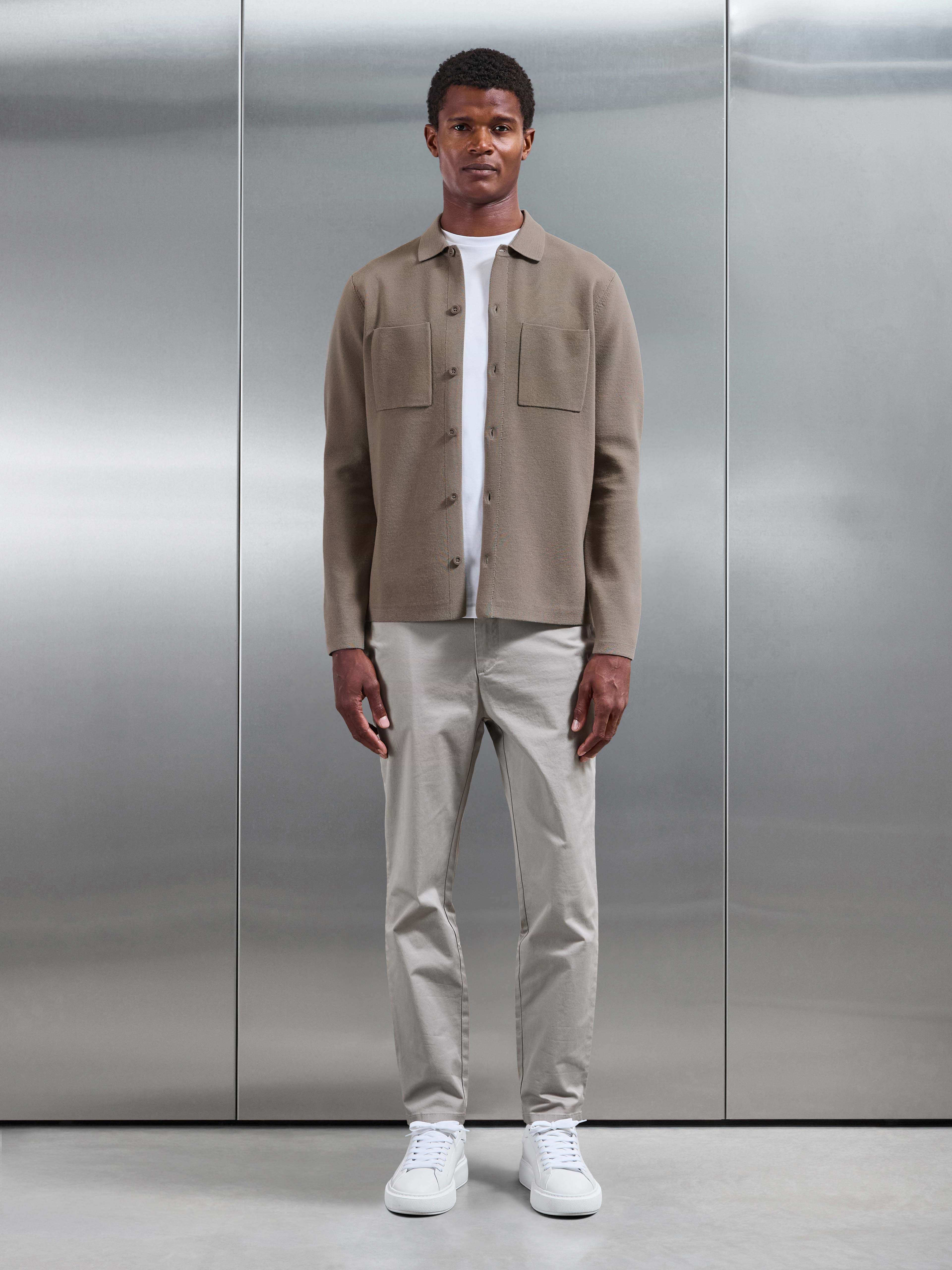 Knitted Overshirt in Taupe