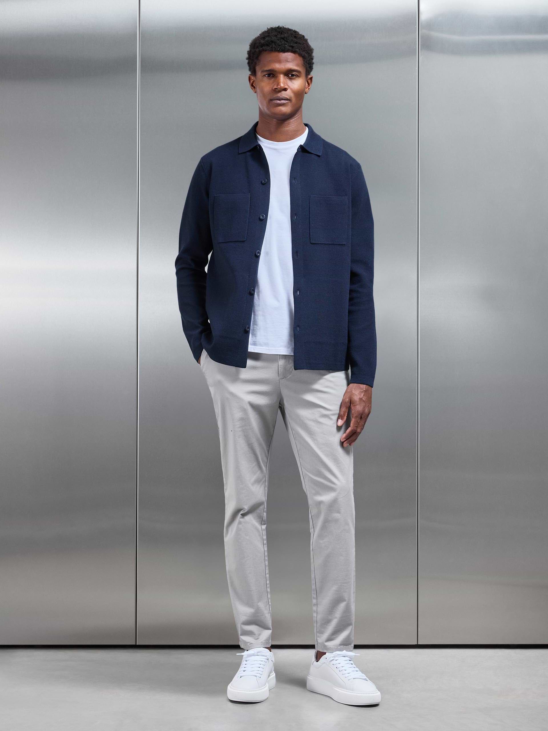 Knitted Overshirt in Navy