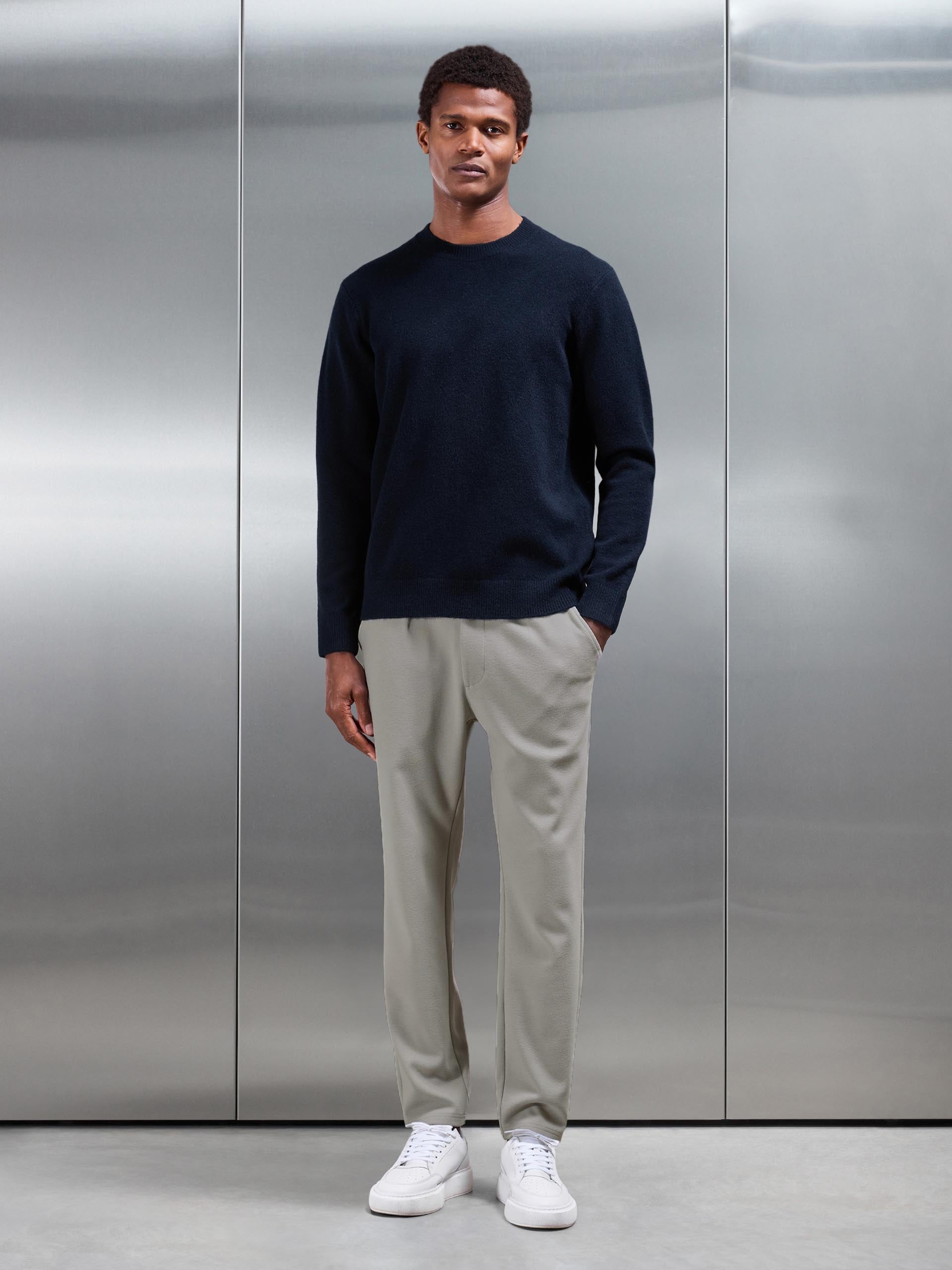 Knitted Tailored Jogger in Stone