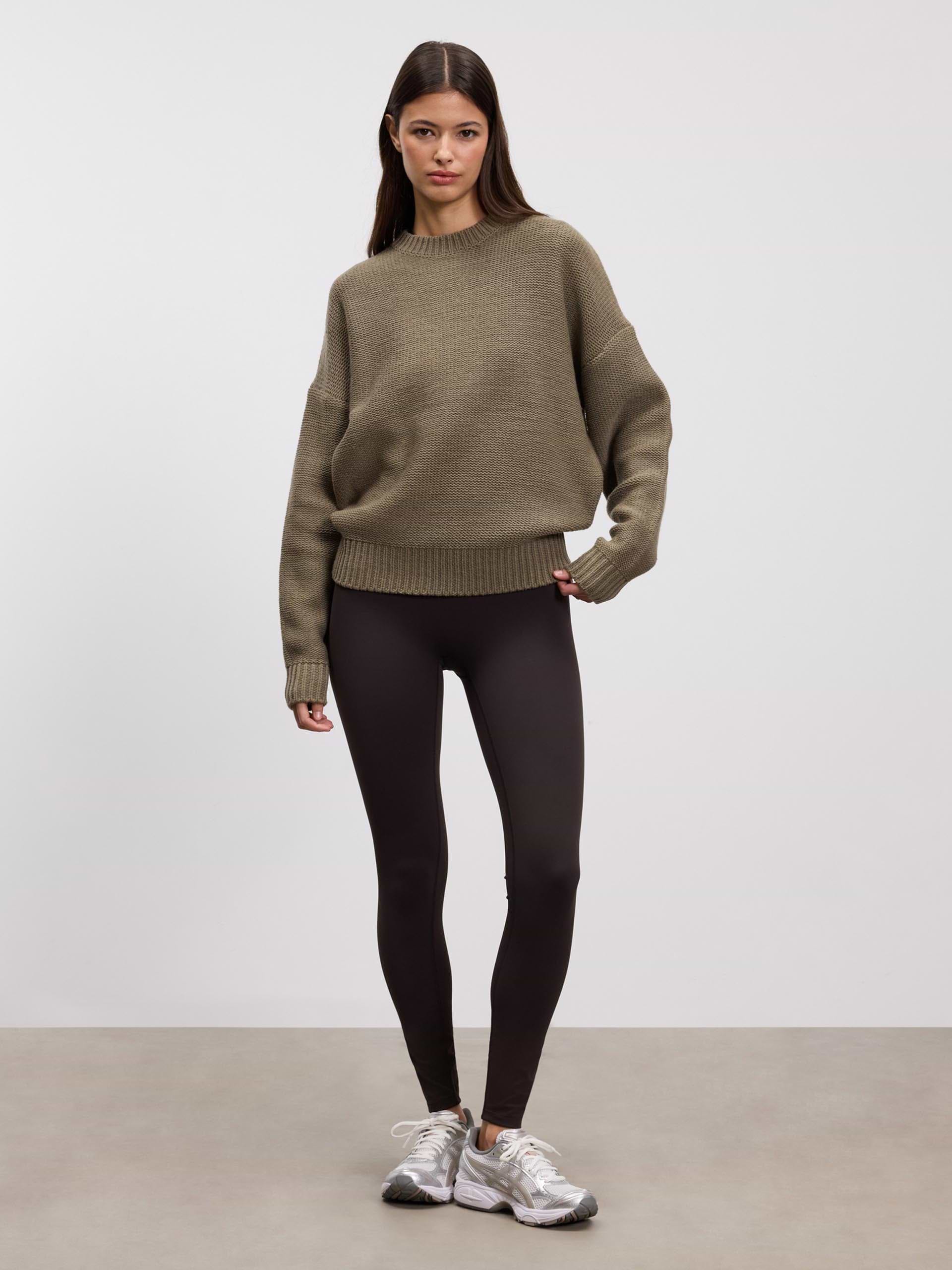 Womens Knitted Sweatshirt in Stone