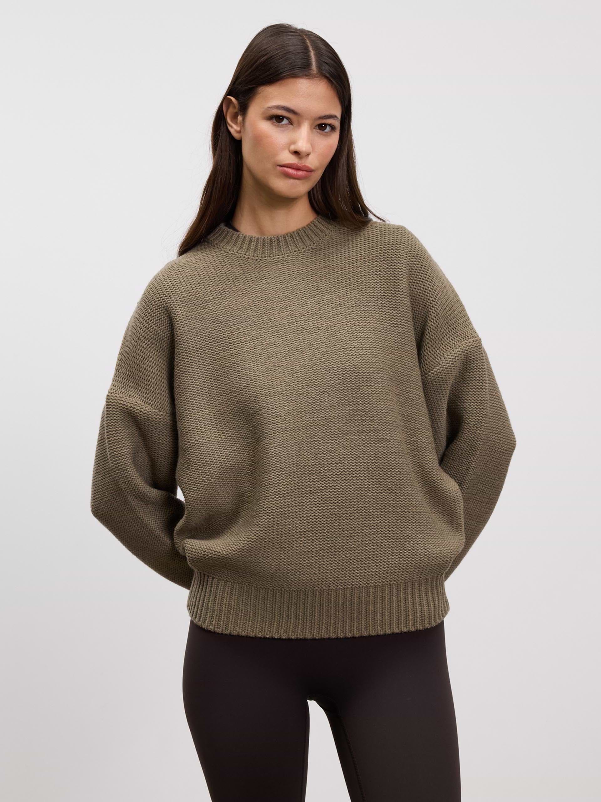 Womens Knitted Sweatshirt in Stone
