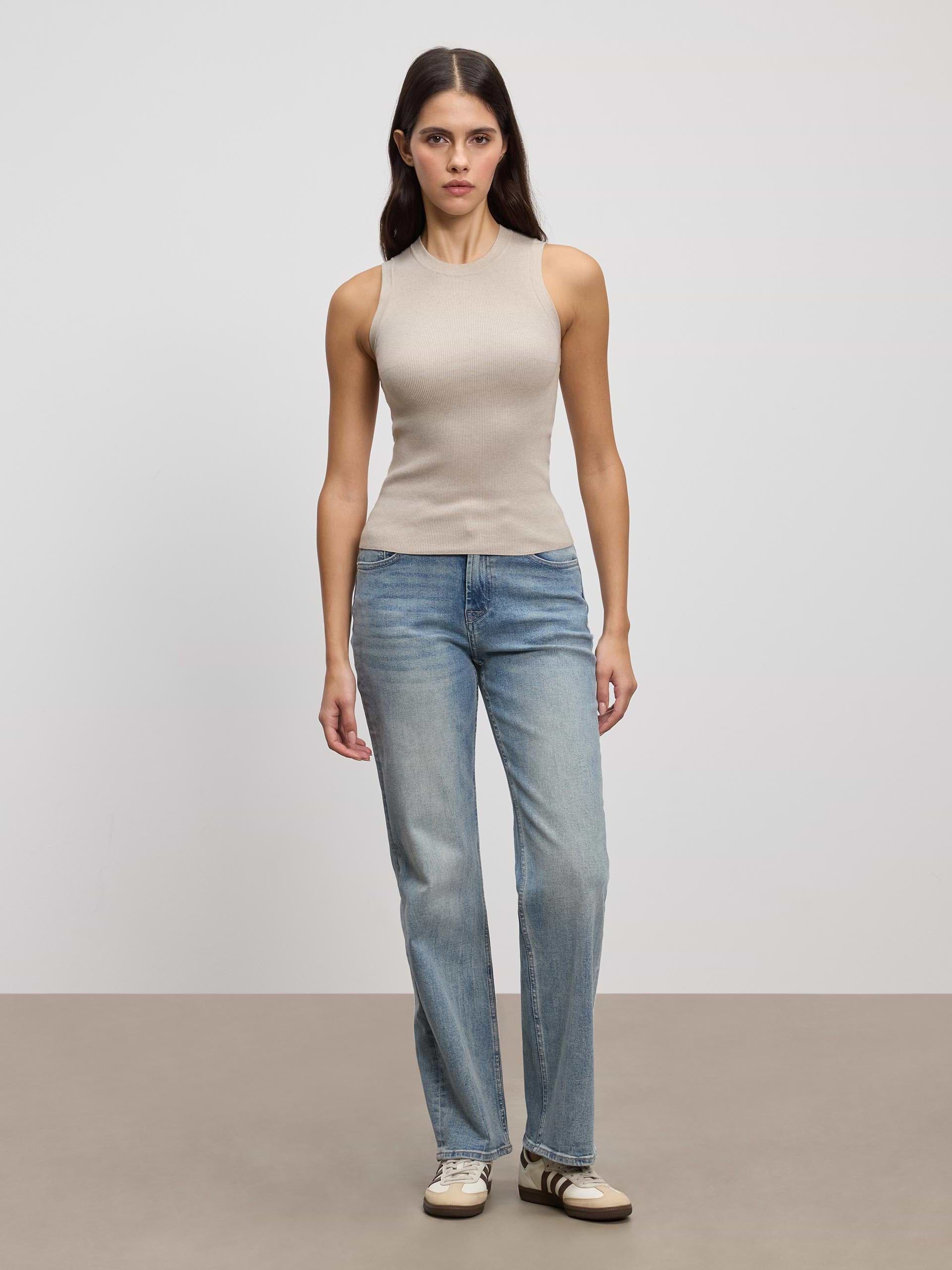 Womens Knitted Vest in Stone