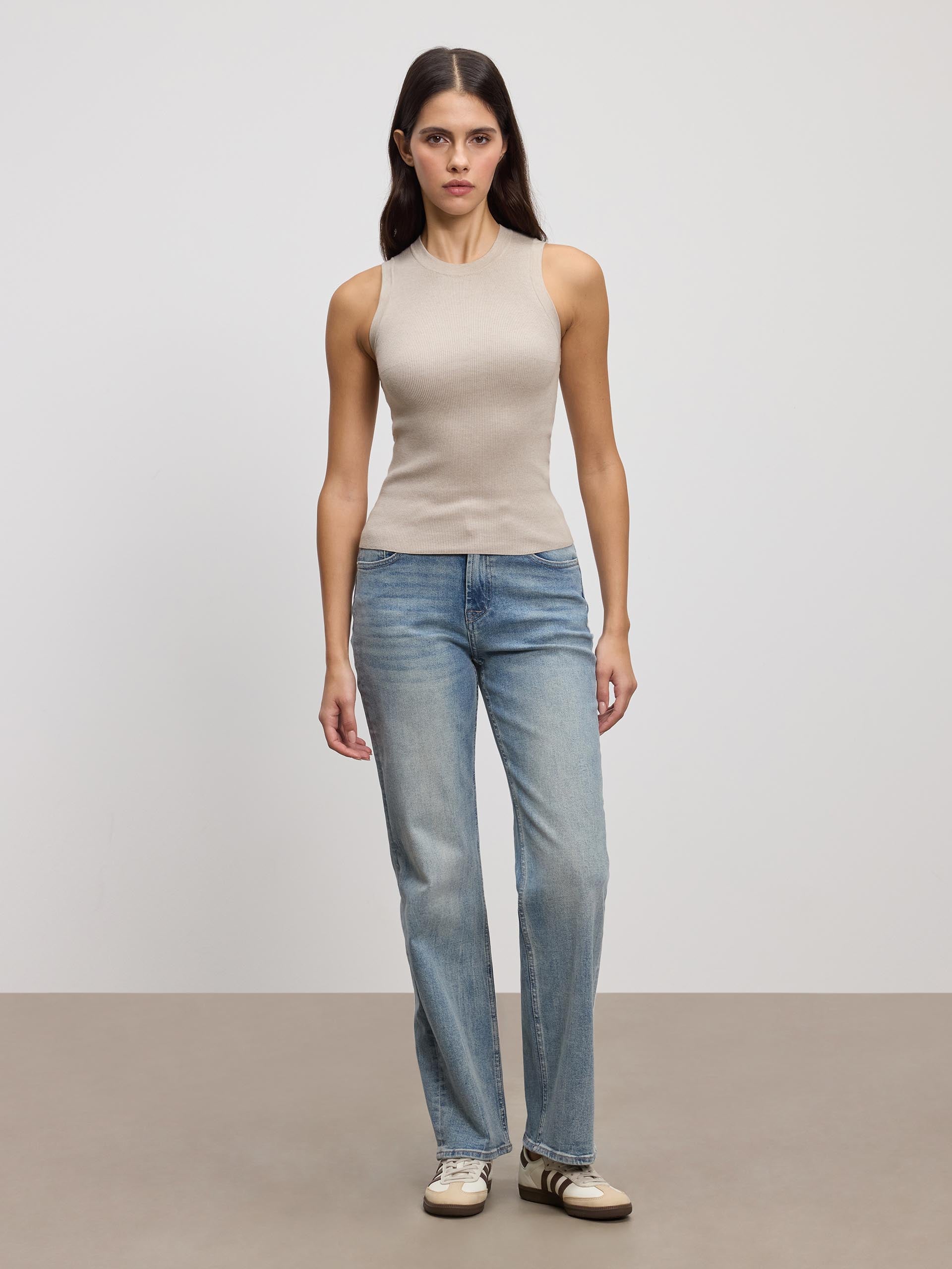 Womens Knitted Vest in Stone