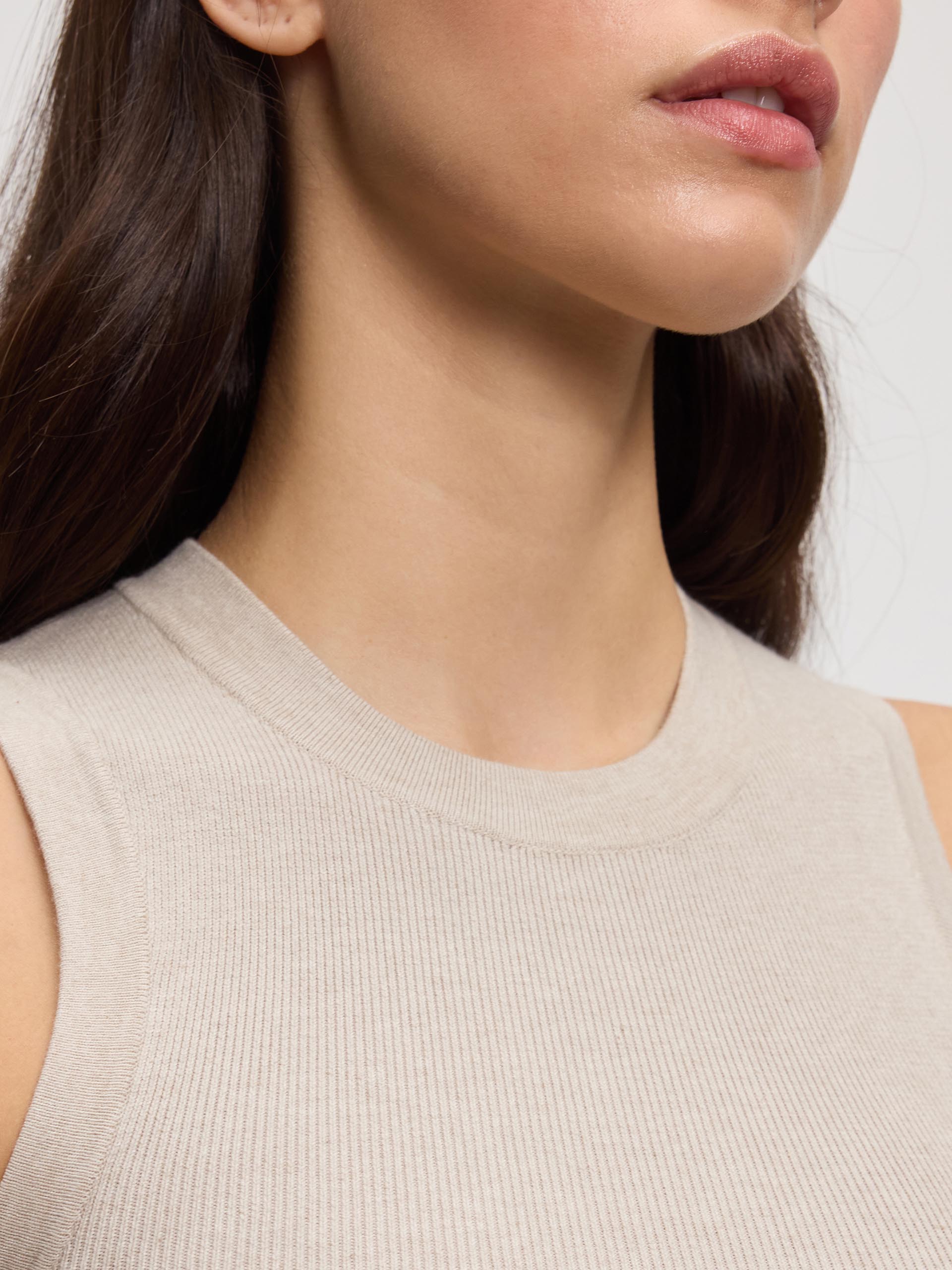 Womens Knitted Vest in Stone