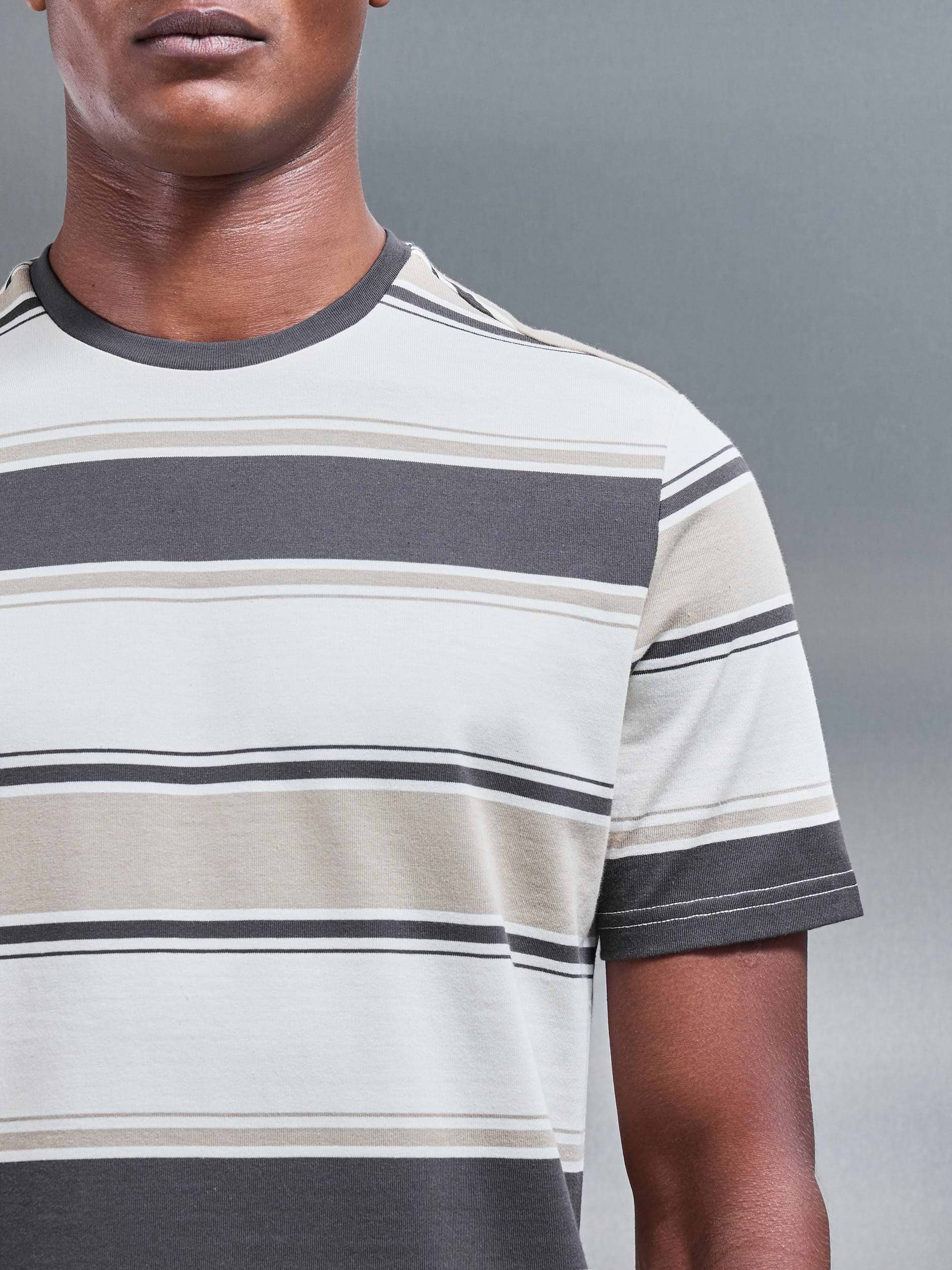 Lecco Stripe T-Shirt in Stone Off White