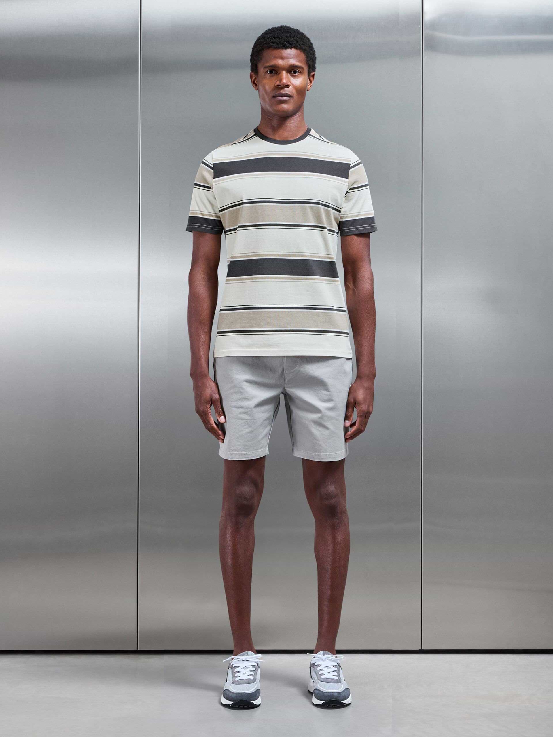 Lecco Stripe T-Shirt in Stone Off White