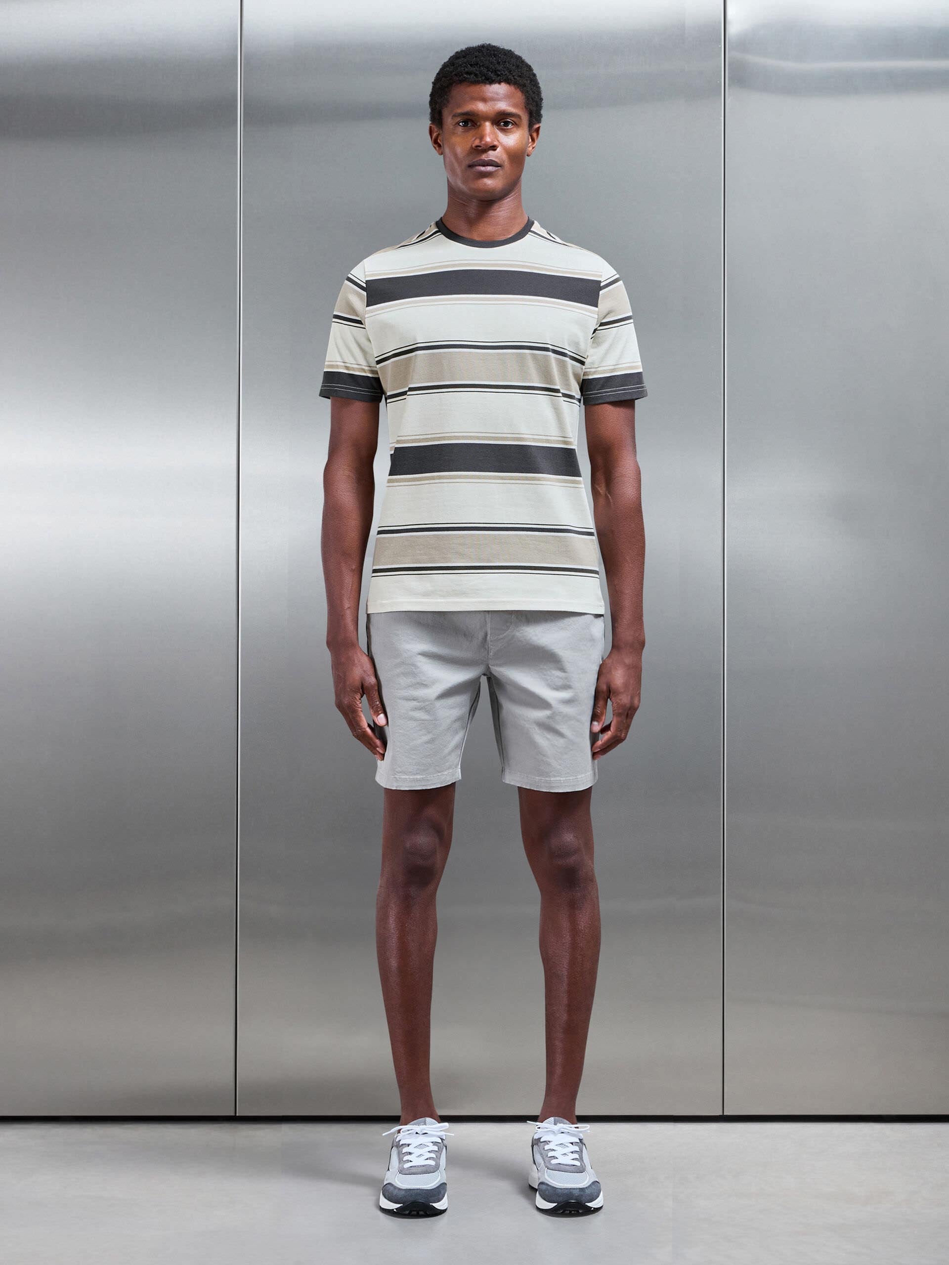 Lecco Stripe T-Shirt in Stone Off White