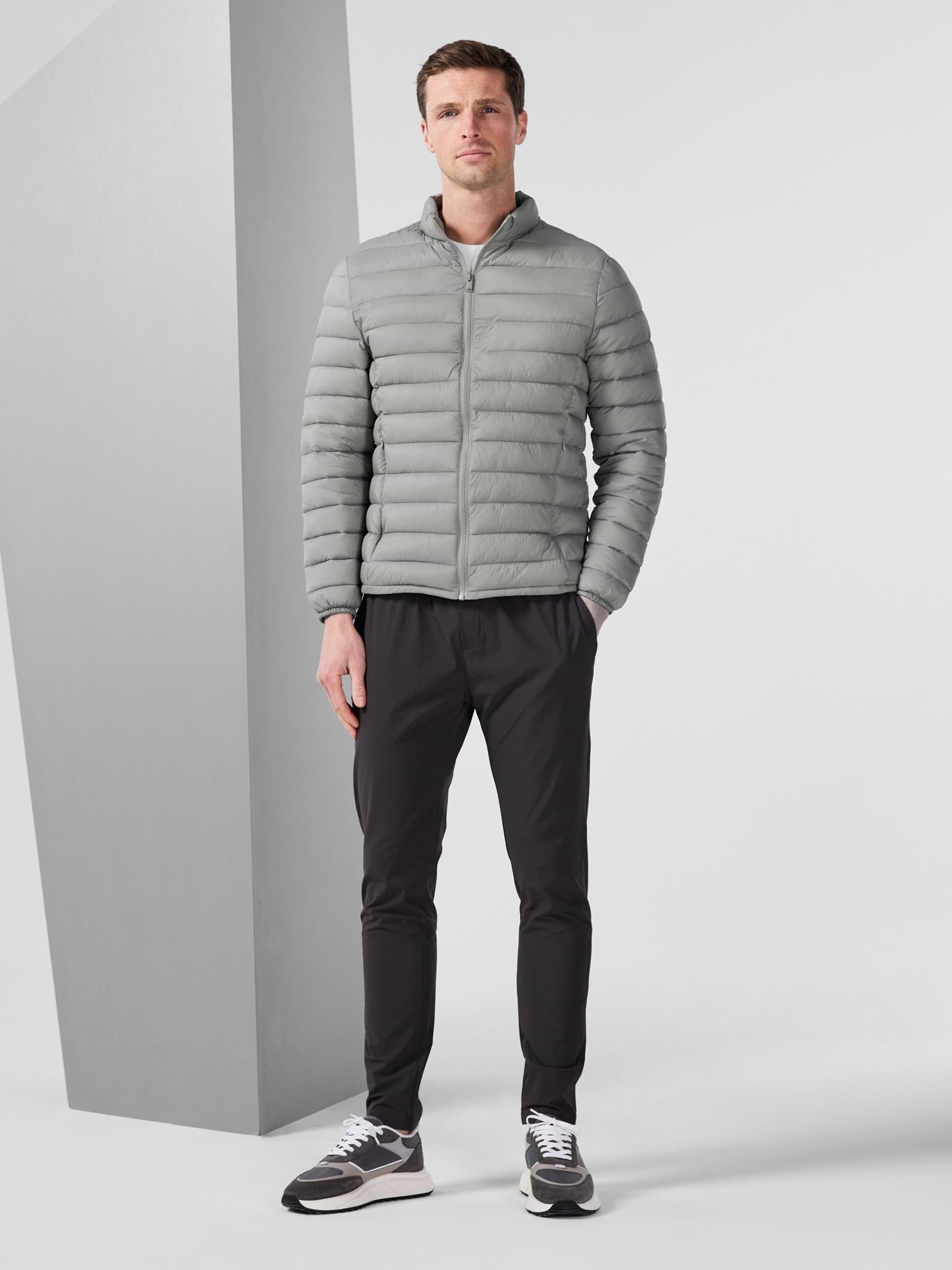 Lightweight Funnel Neck Puffer Jacket in Taupe