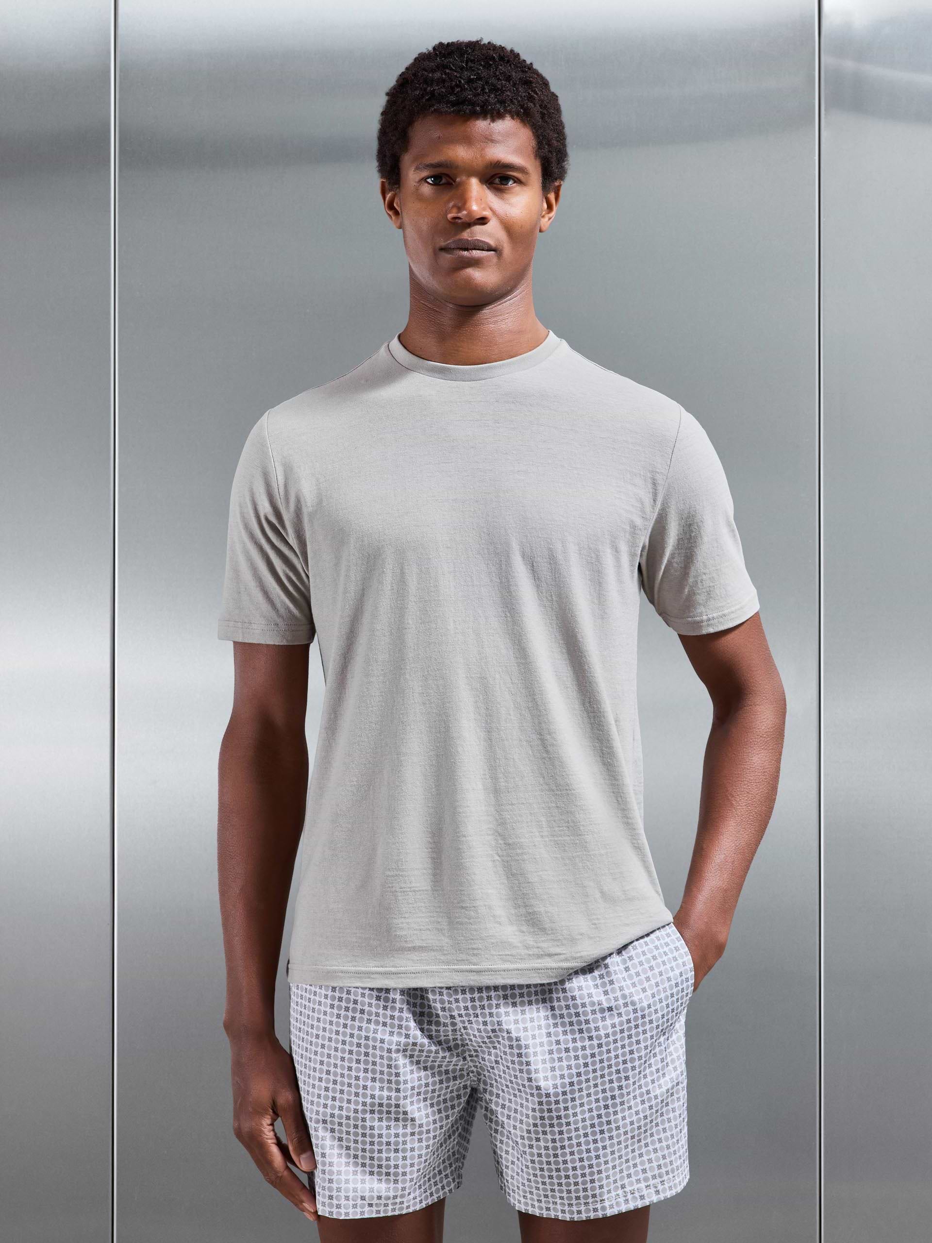 Linen Blend T-Shirt in Stone