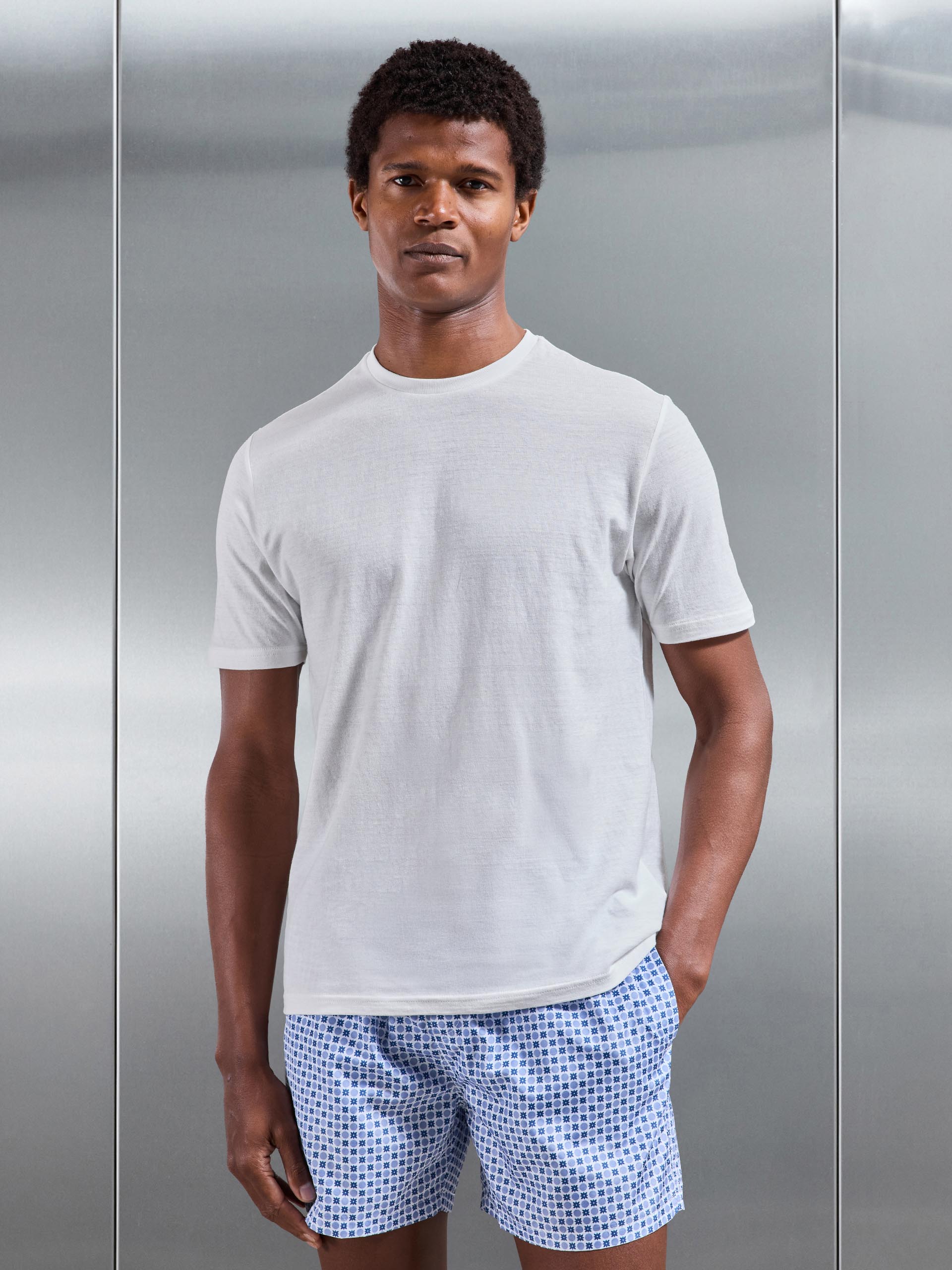 Linen Blend T-Shirt in White