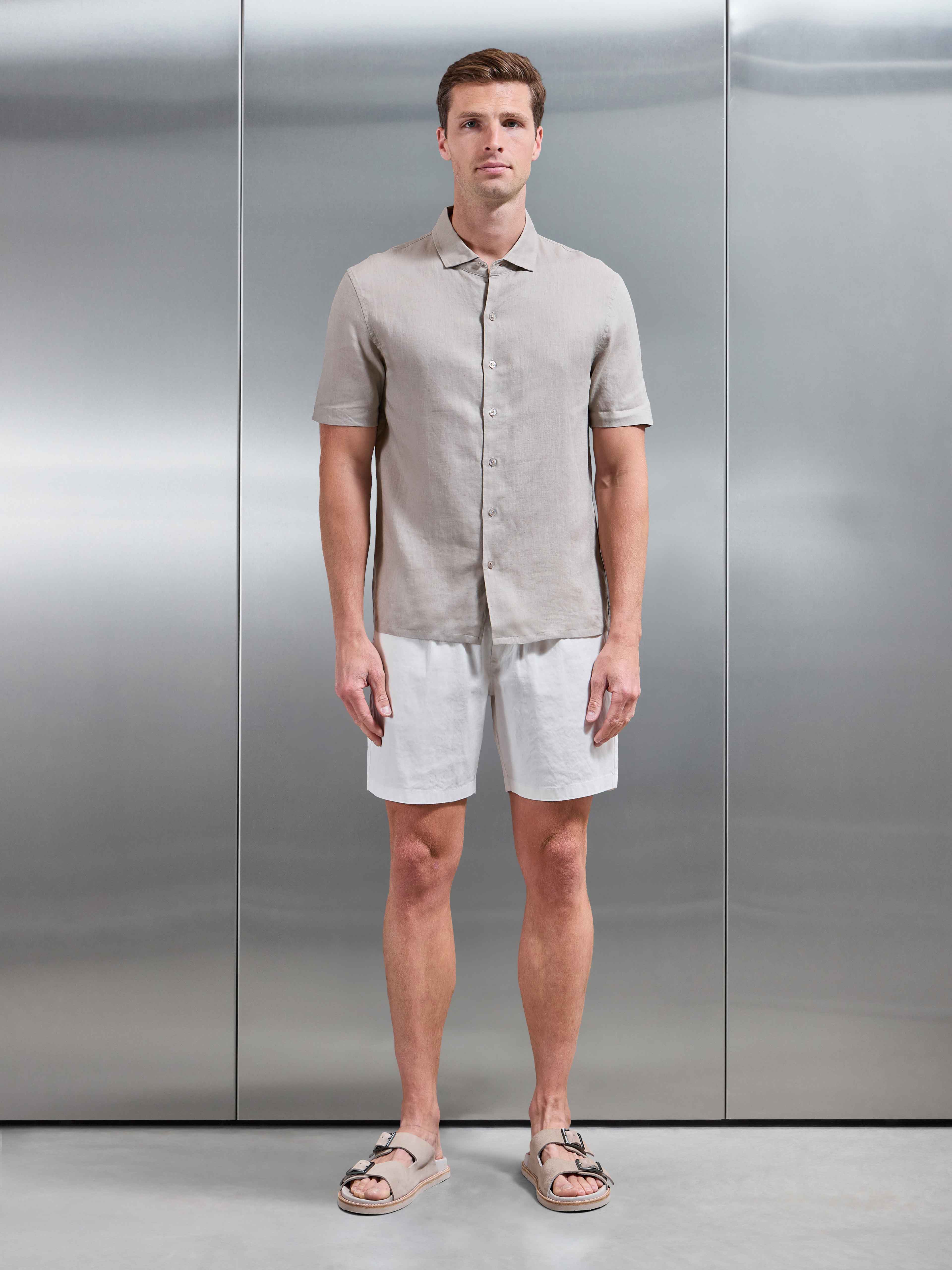 Linen Drawstring Short in Off White