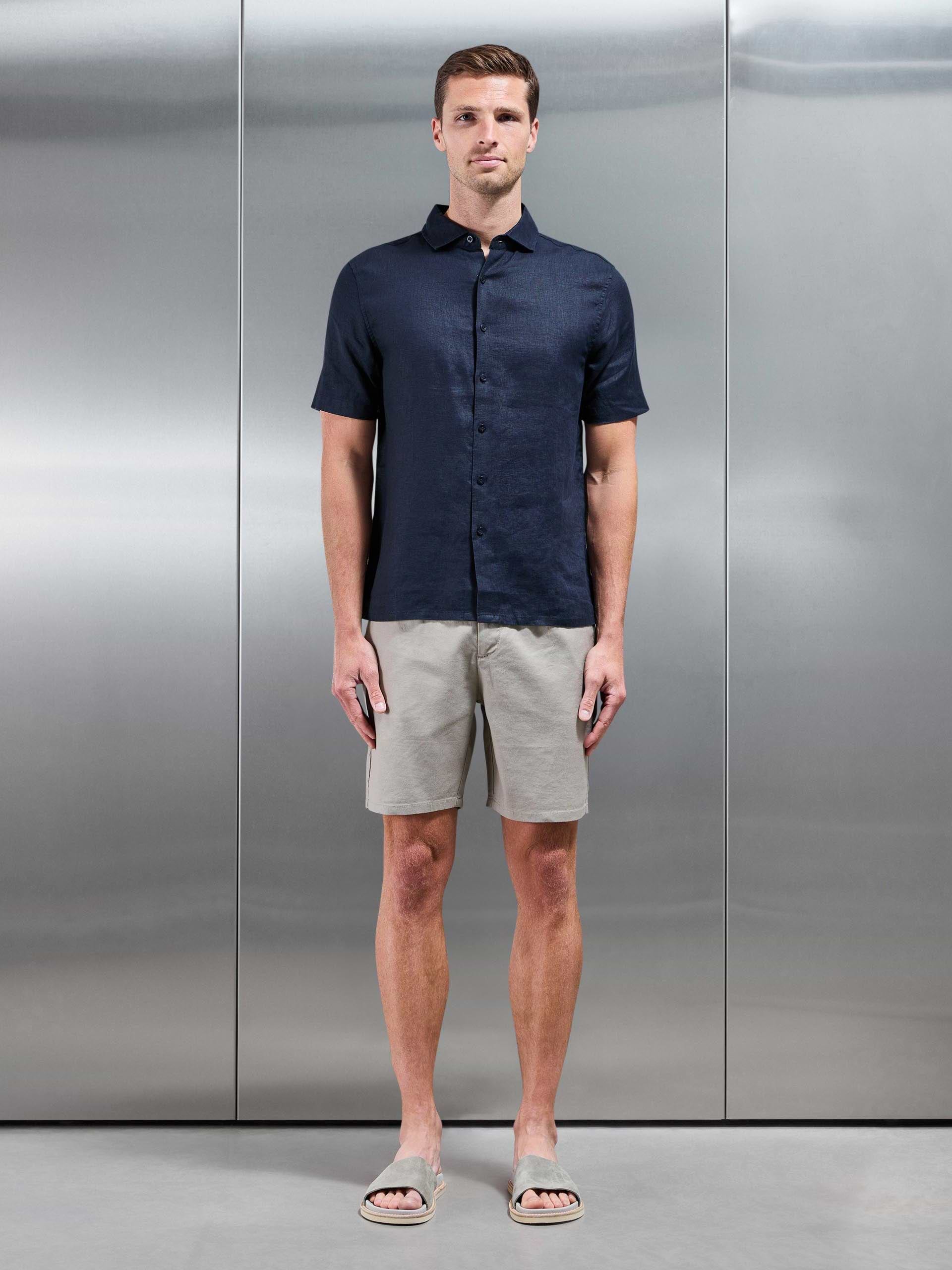 Linen Tailored Short in Light Sage
