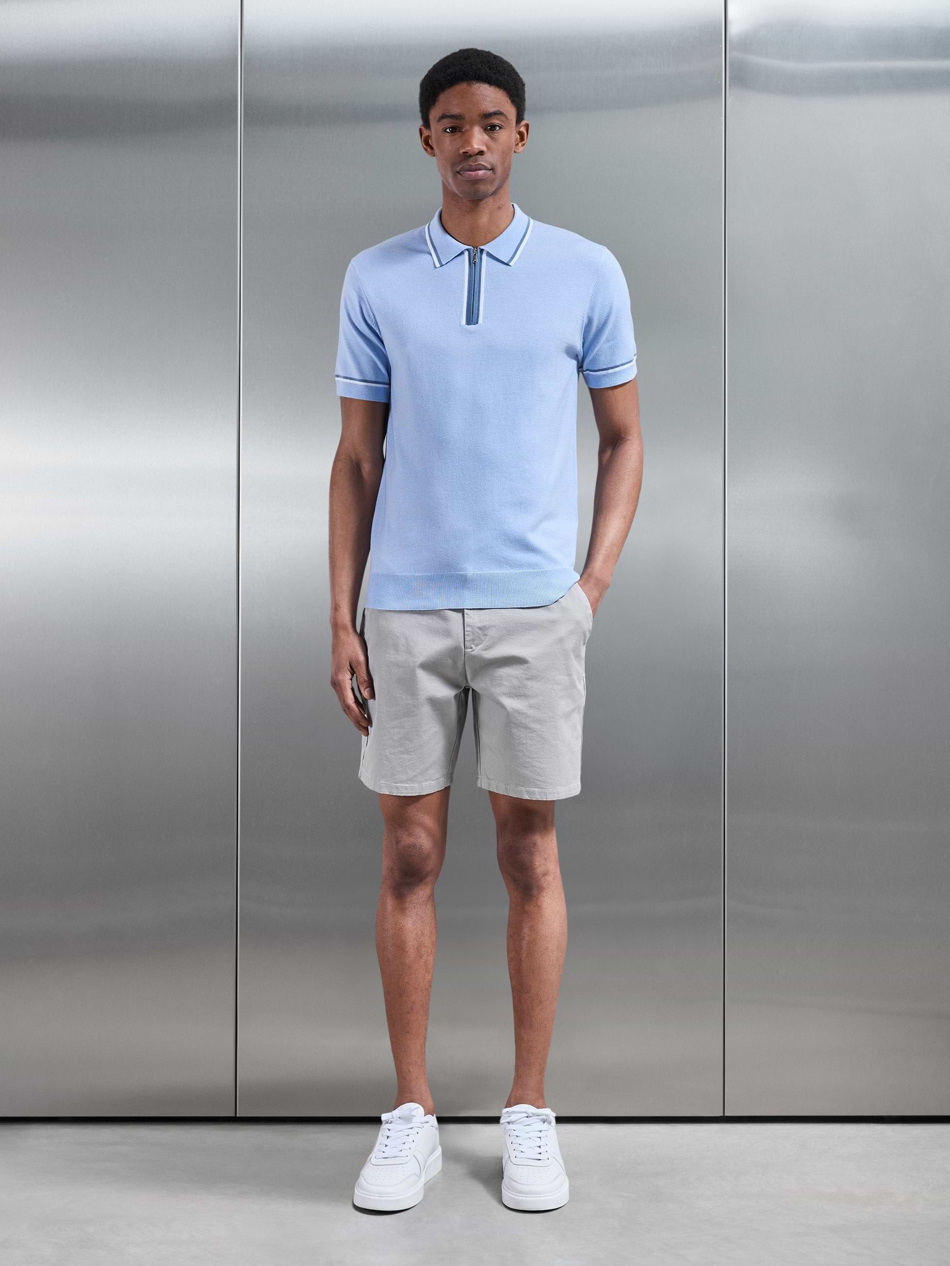 Loro Tipped Polo Shirt in Light Blue