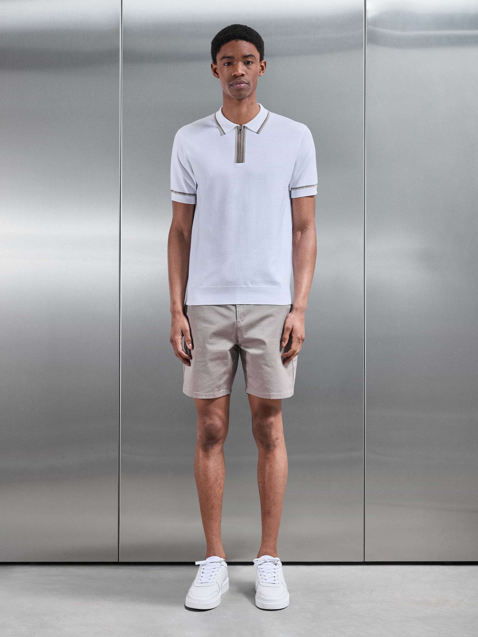 Loro Tipped Polo Shirt in White