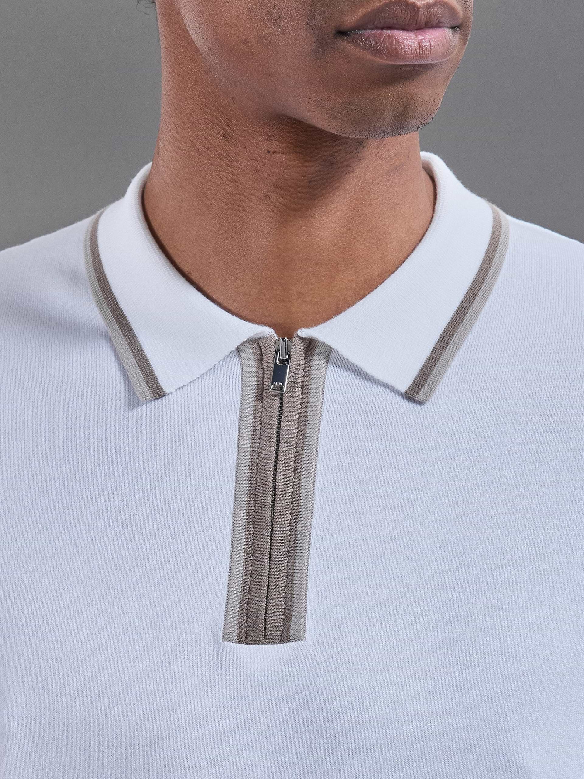 Loro Tipped Polo Shirt in White