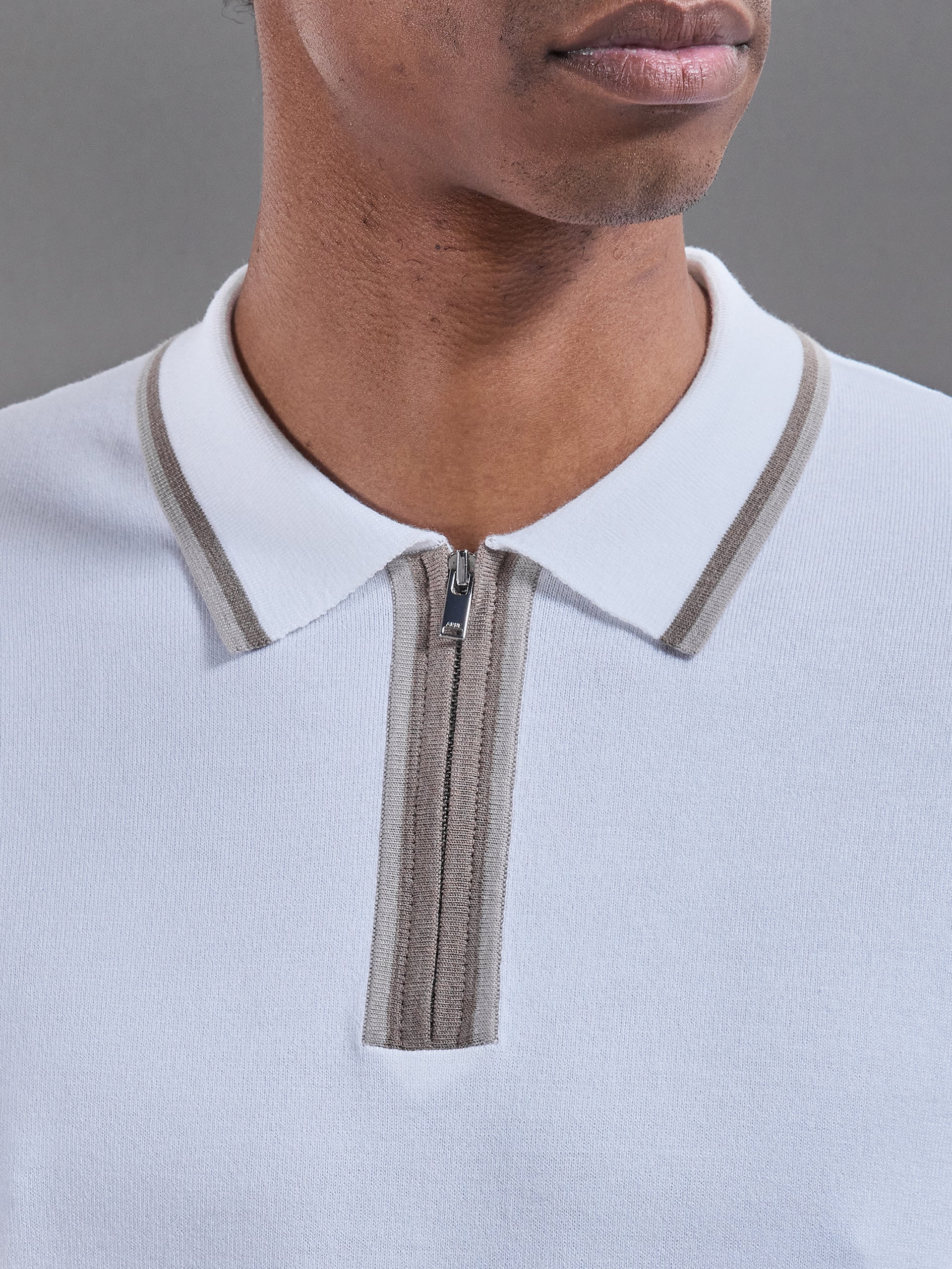 Loro Tipped Polo Shirt in White