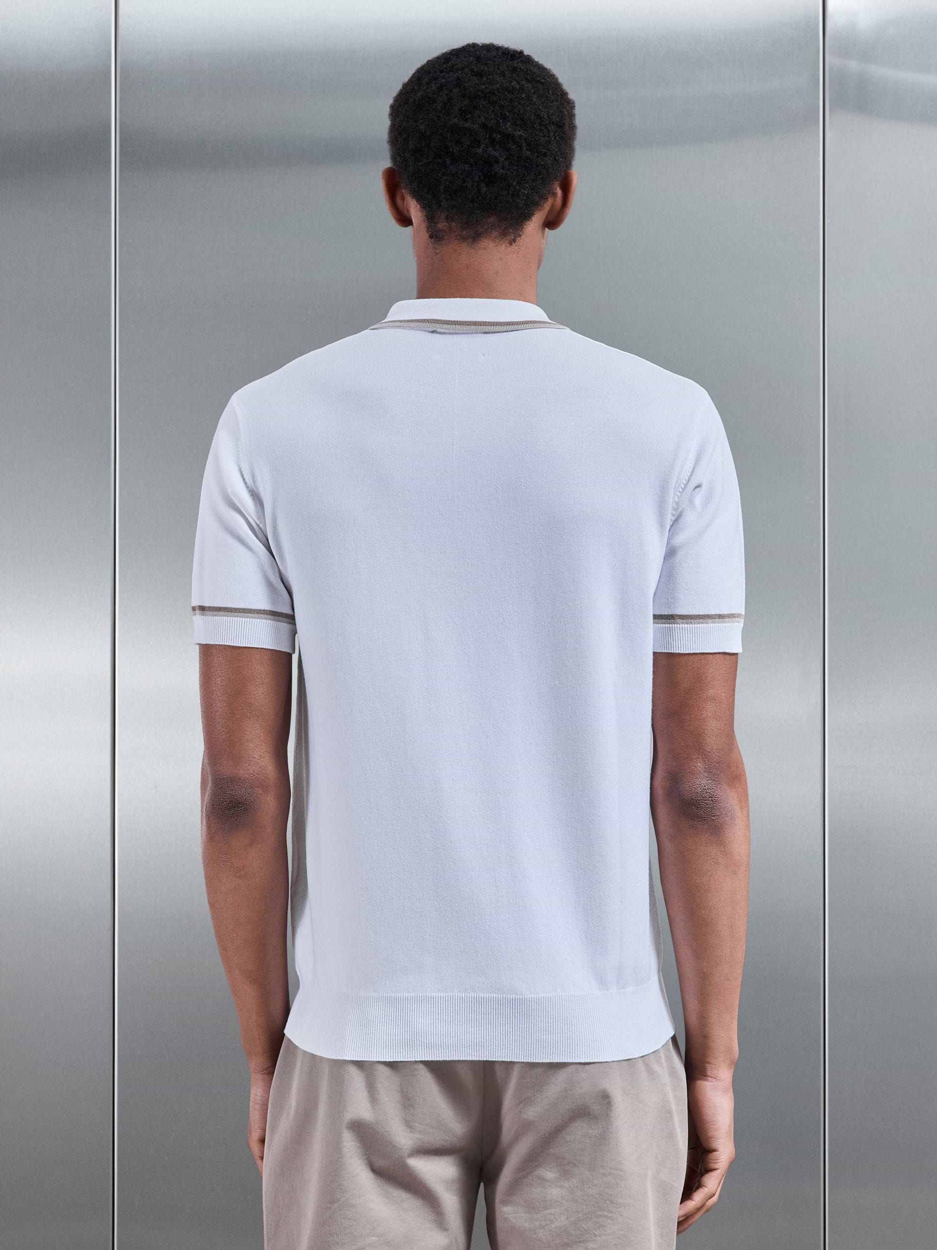 Loro Tipped Polo Shirt in White