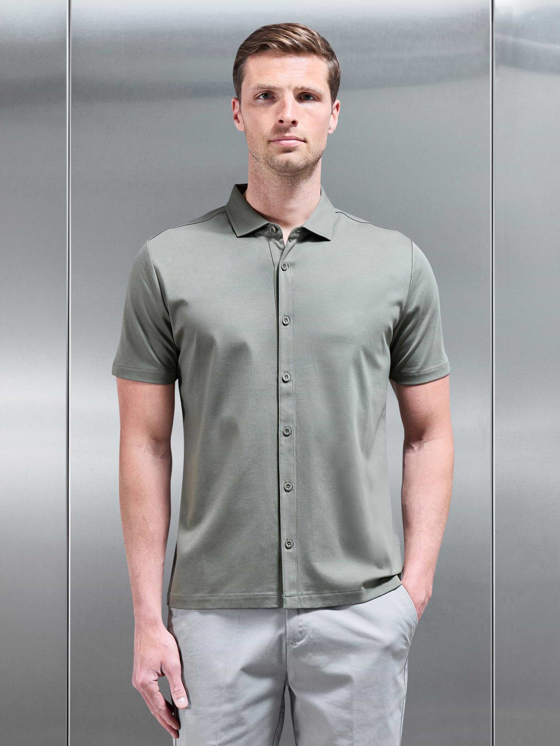 Mercerised Interlock Shirt in Sage