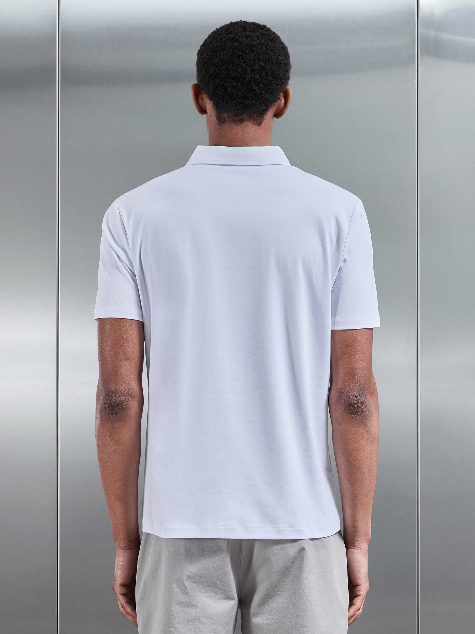 Mercerised Interlock Button Through Shirt in White