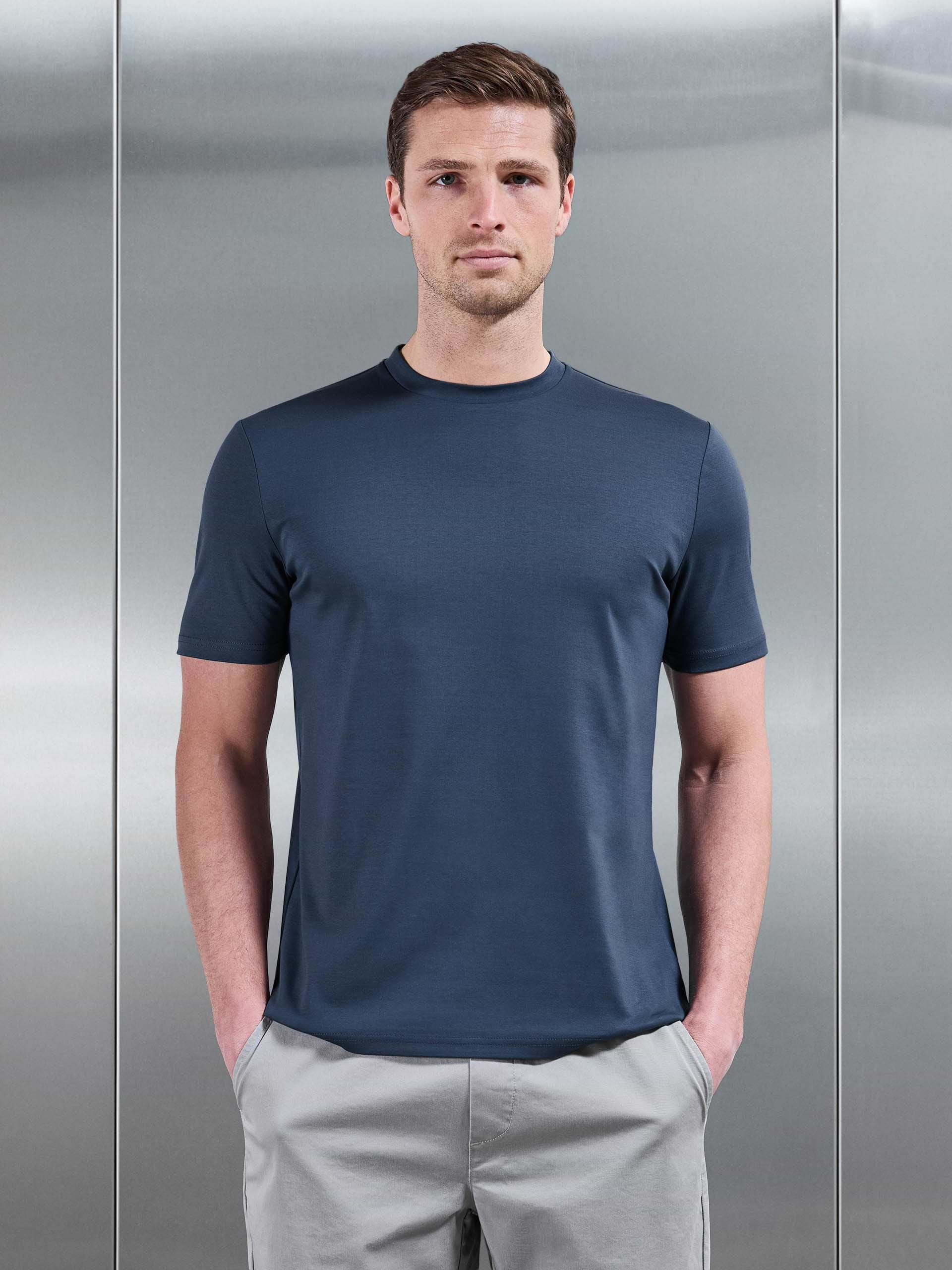 Mercerised Interlock T-Shirt in Steel Blue