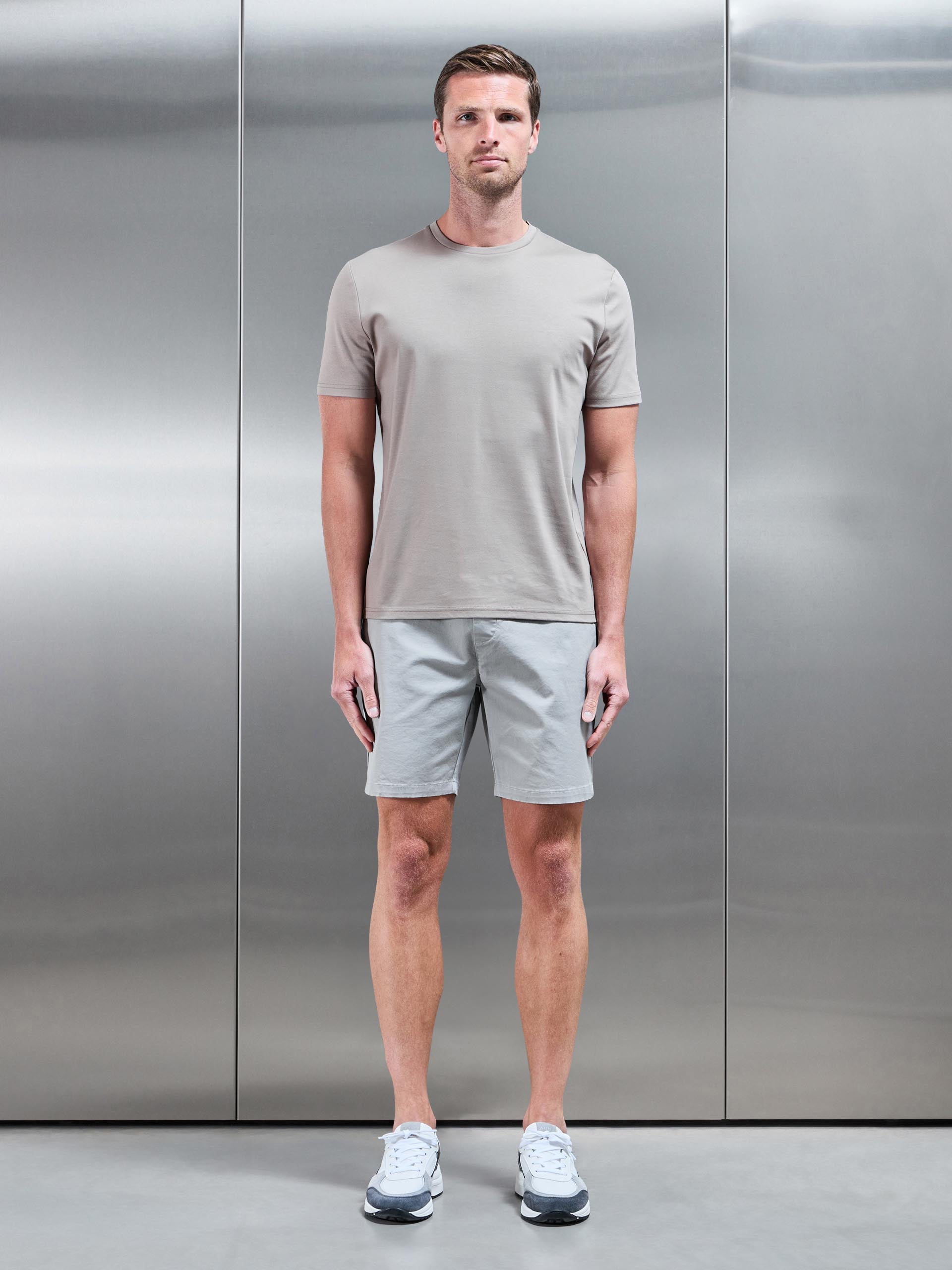 Mercerised Interlock T-Shirt in Taupe