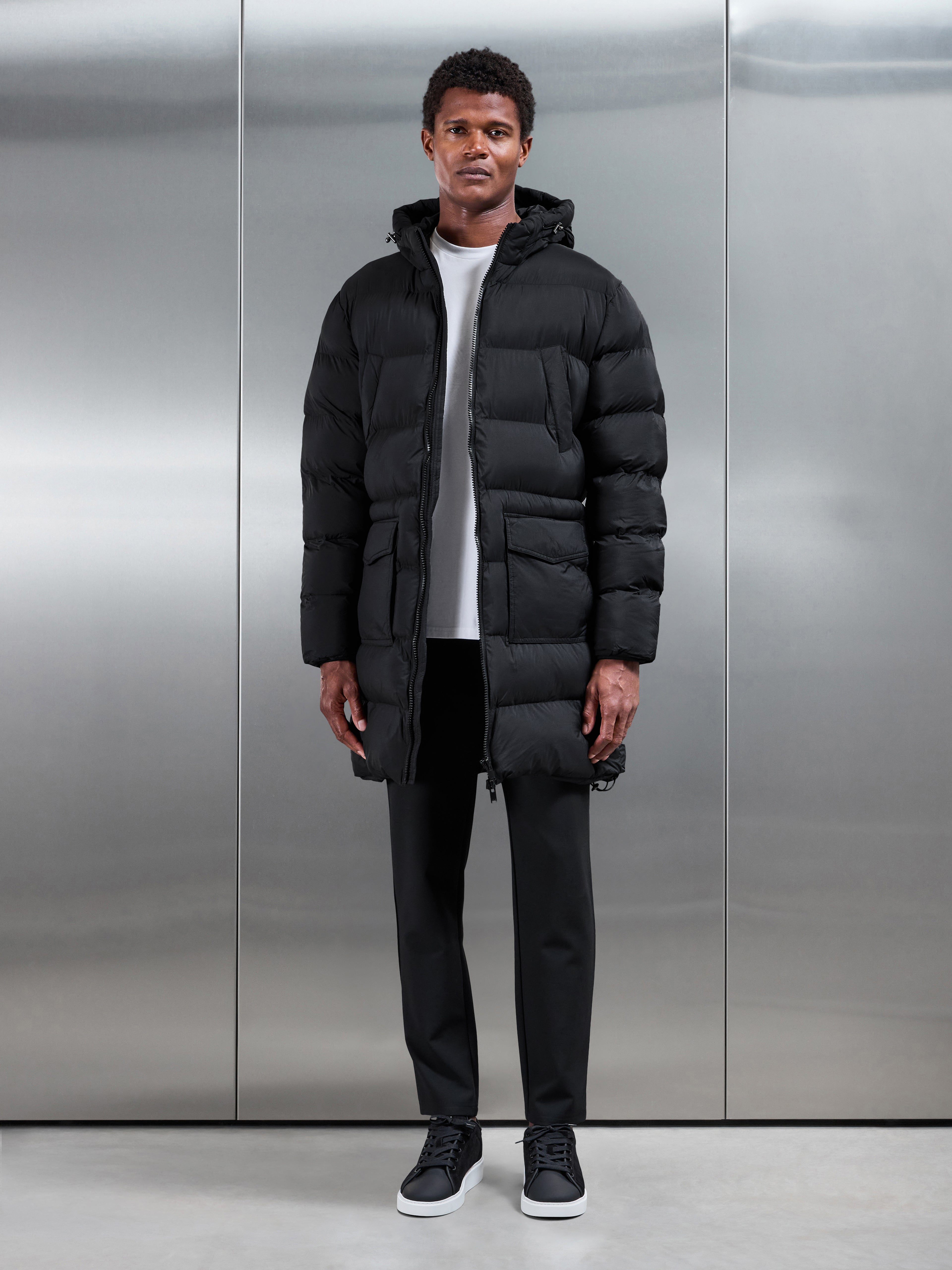 Mid Length Puffer Parka in Black