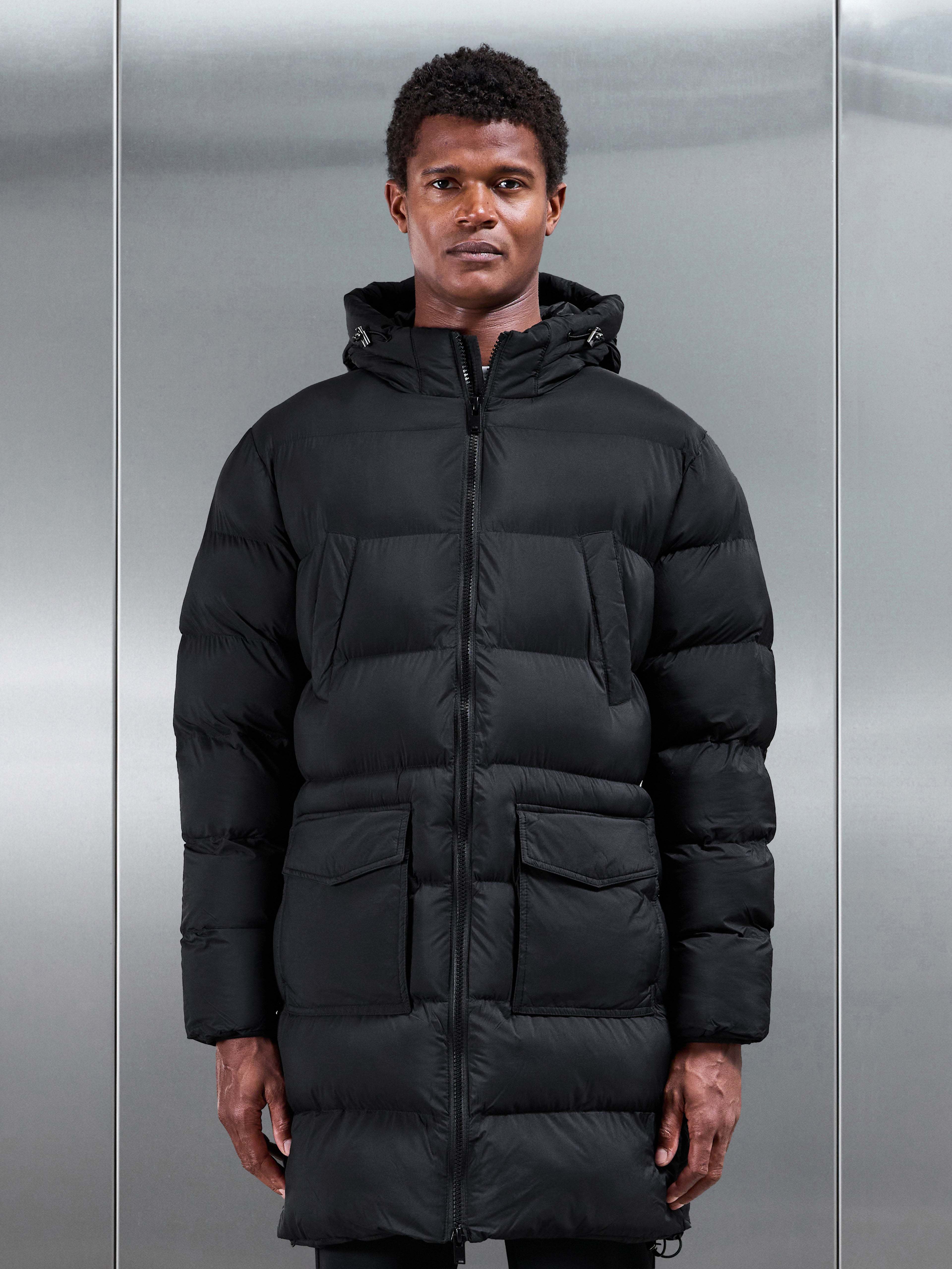 Mid Length Puffer Parka in Black