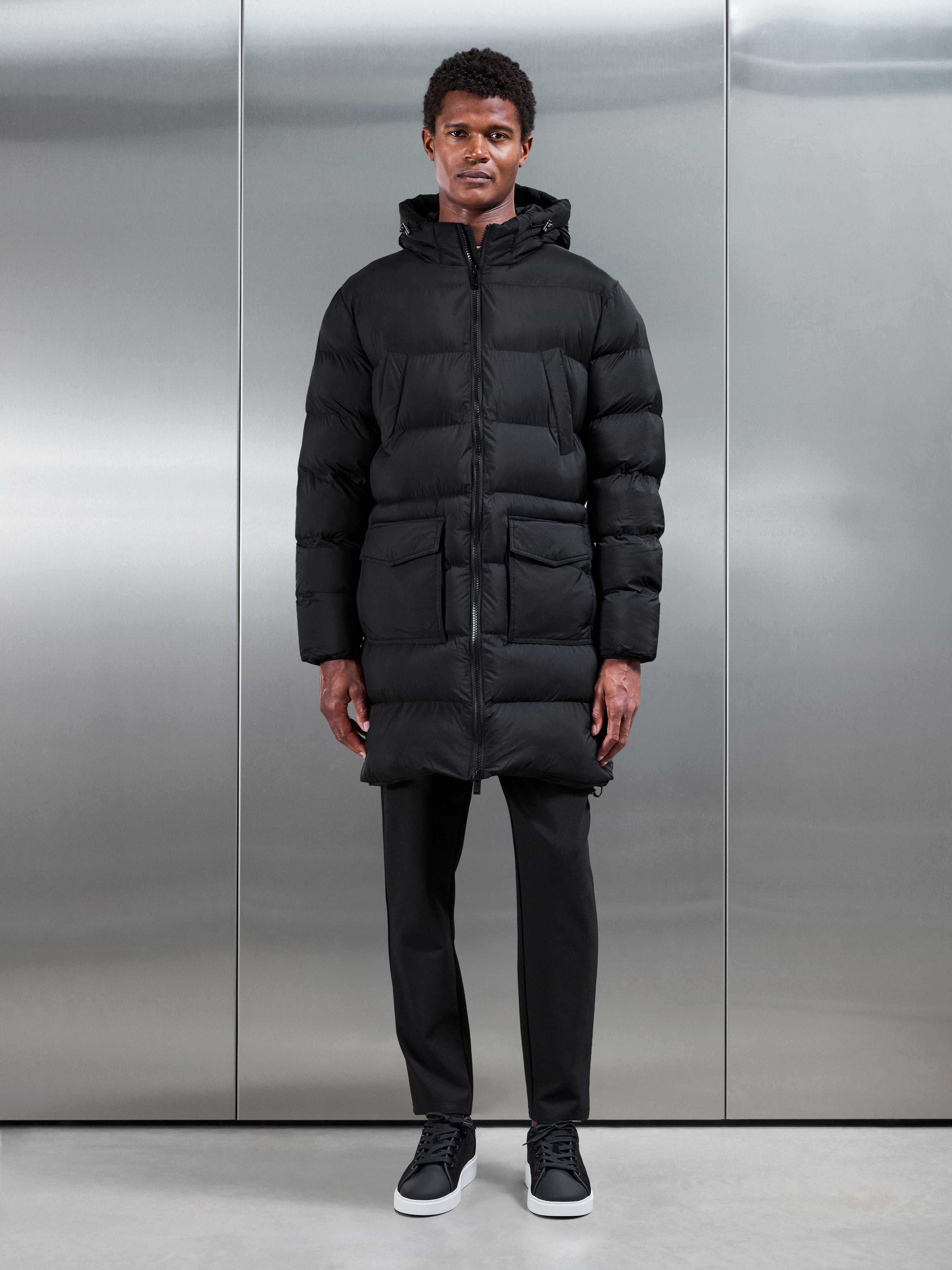 Mid Length Puffer Parka in Black