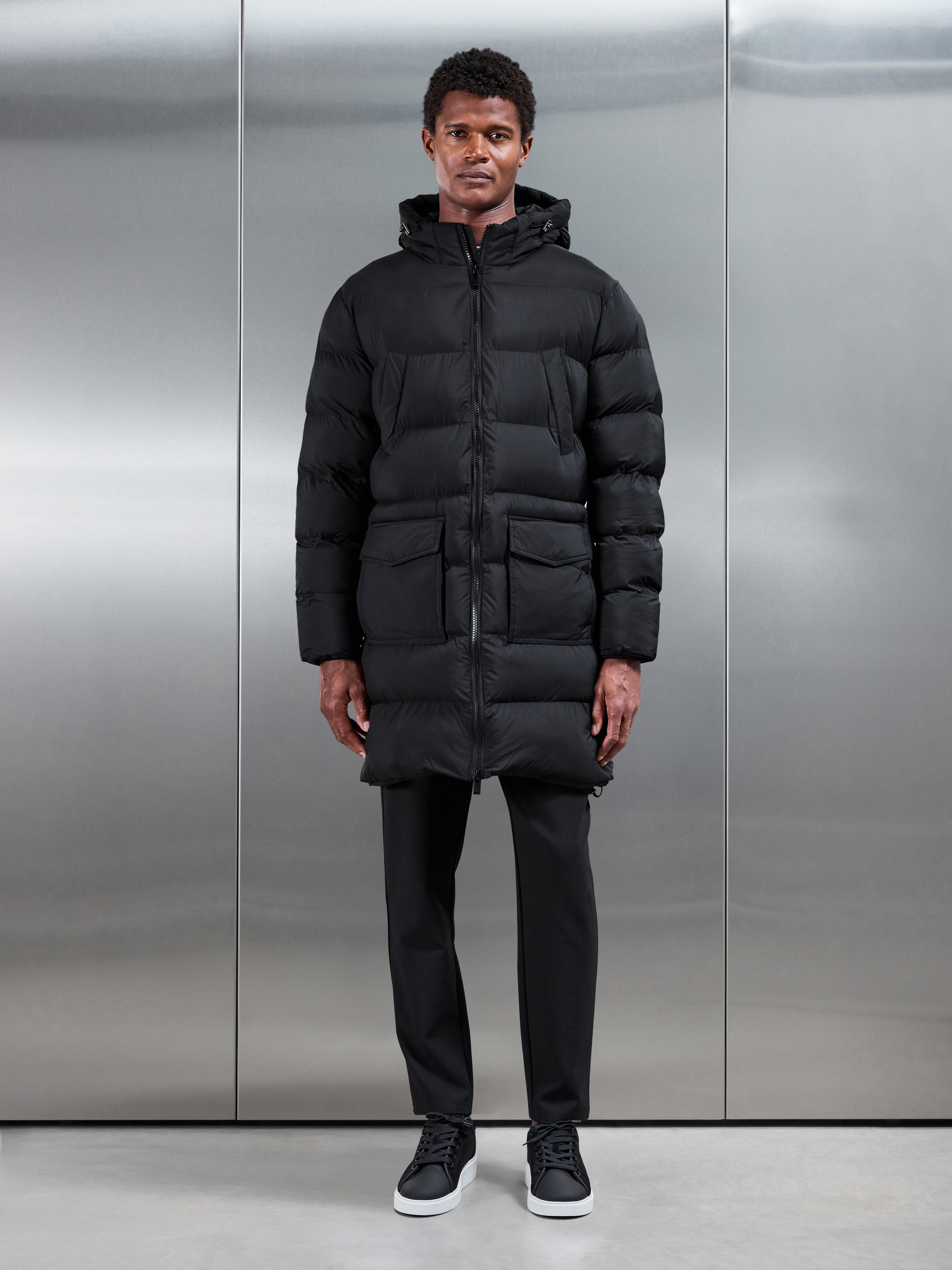 Mid Length Puffer Parka in Black