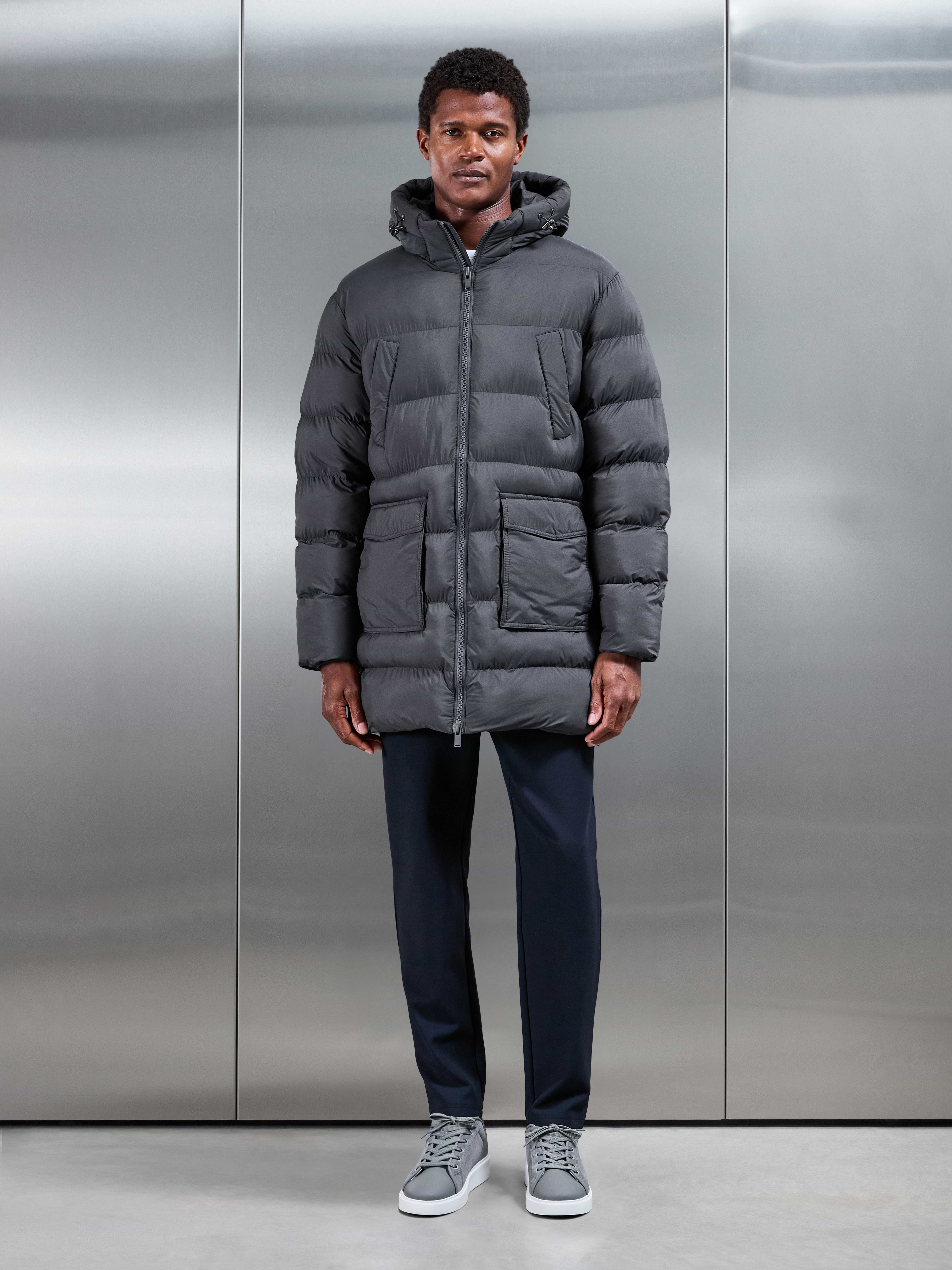 Mid Length Puffer Parka in Grey