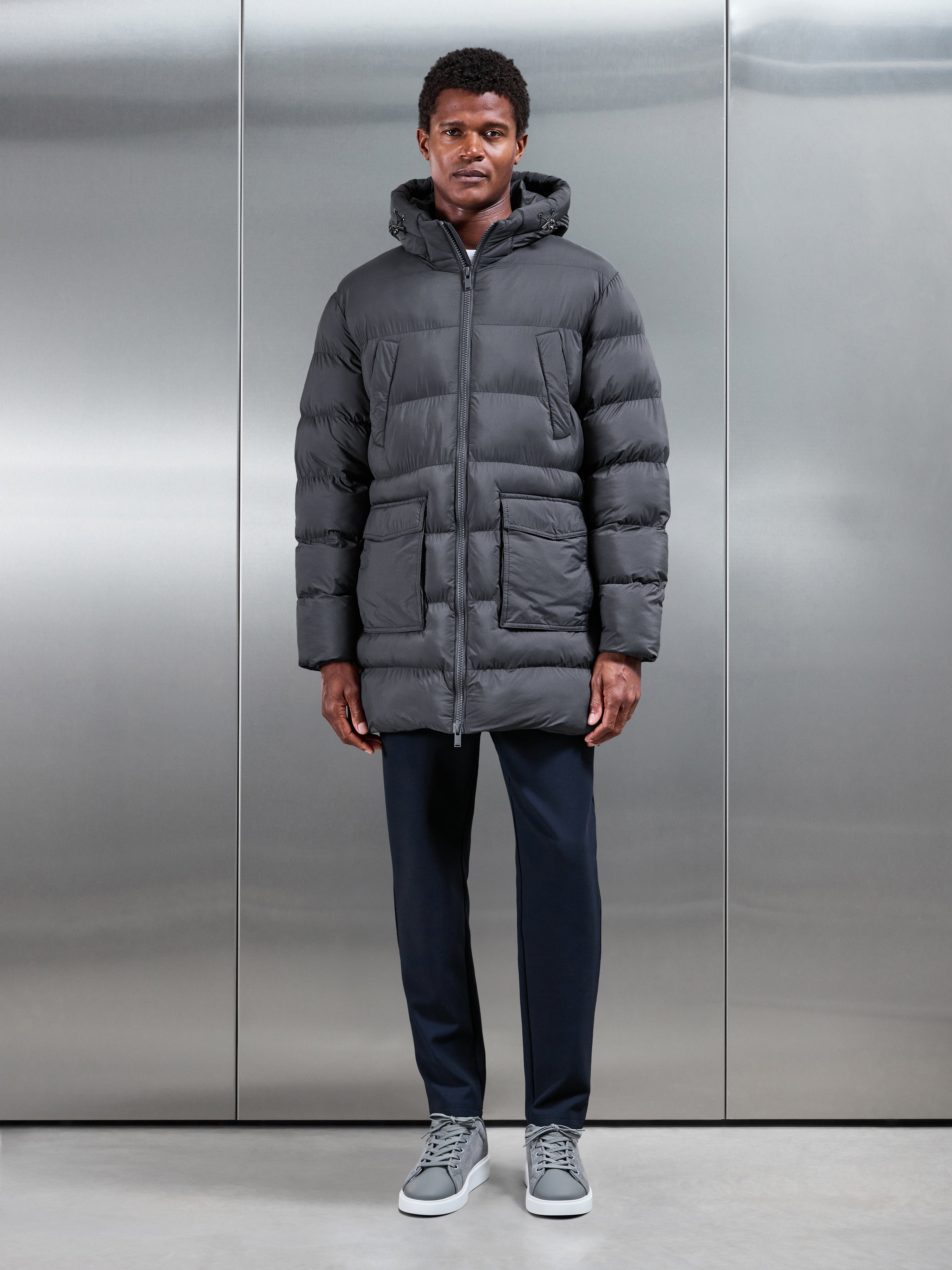 Mid Length Puffer Parka in Grey