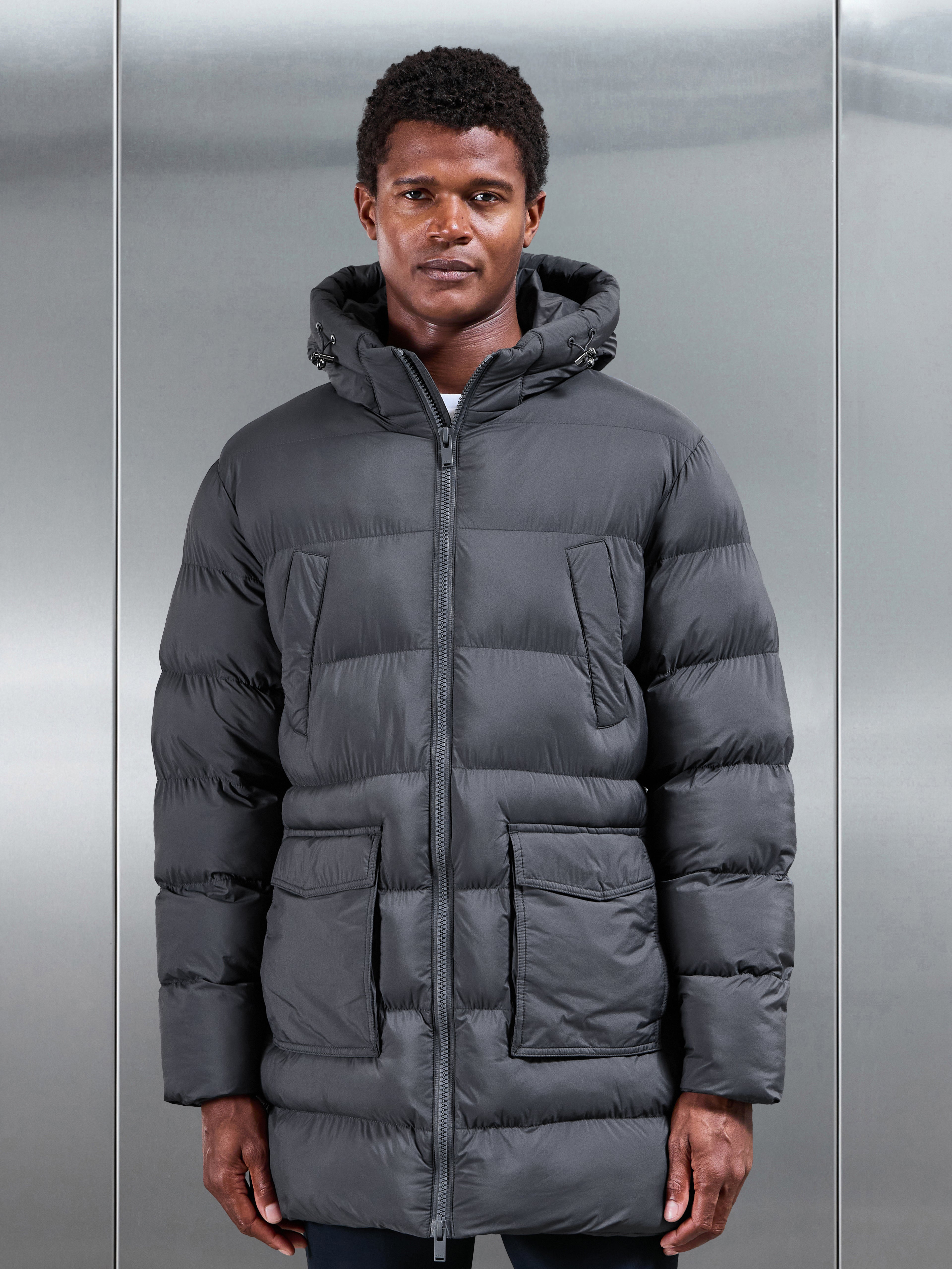 Mid Length Puffer Parka in Grey