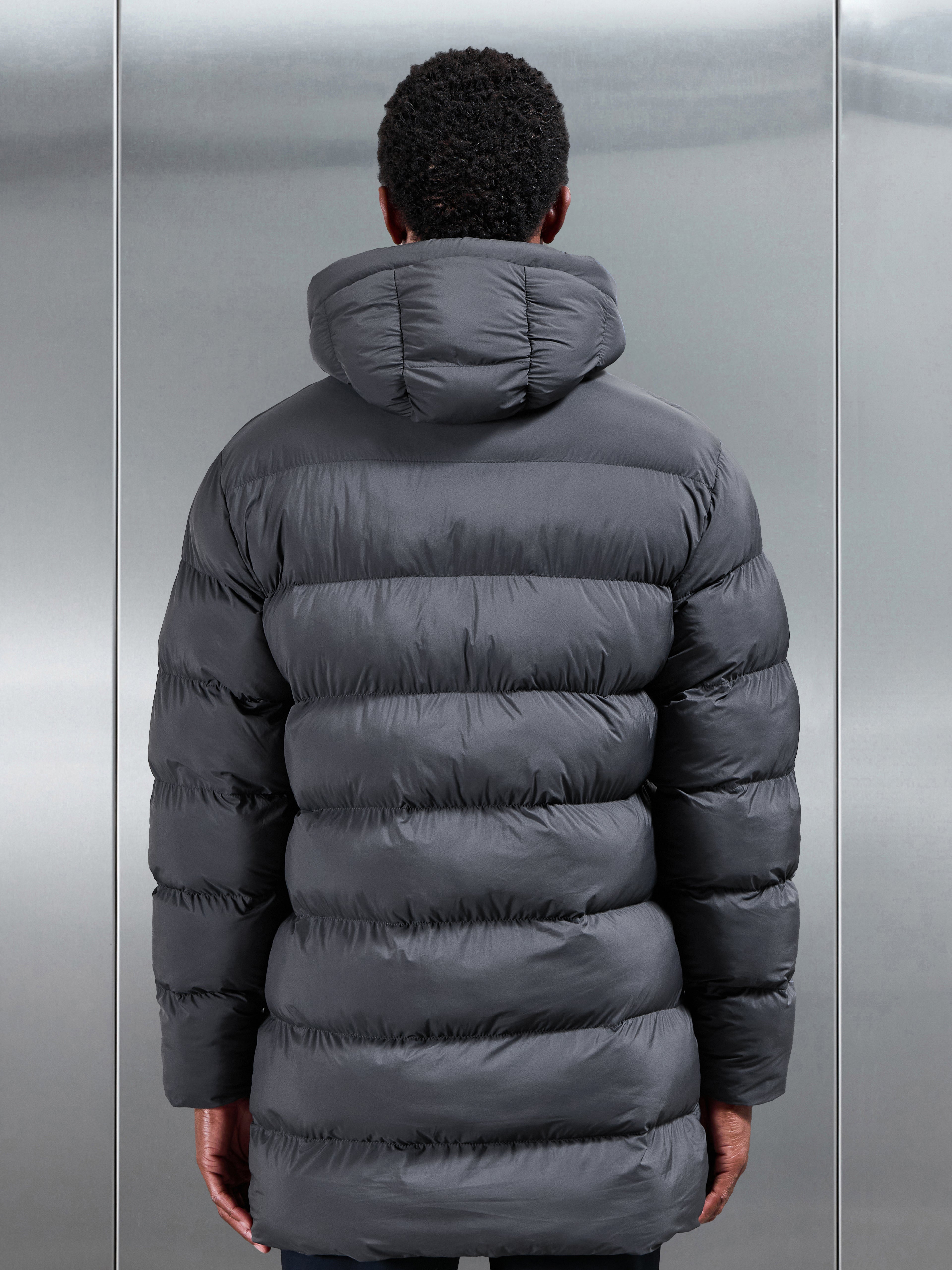 Mid Length Puffer Parka in Grey