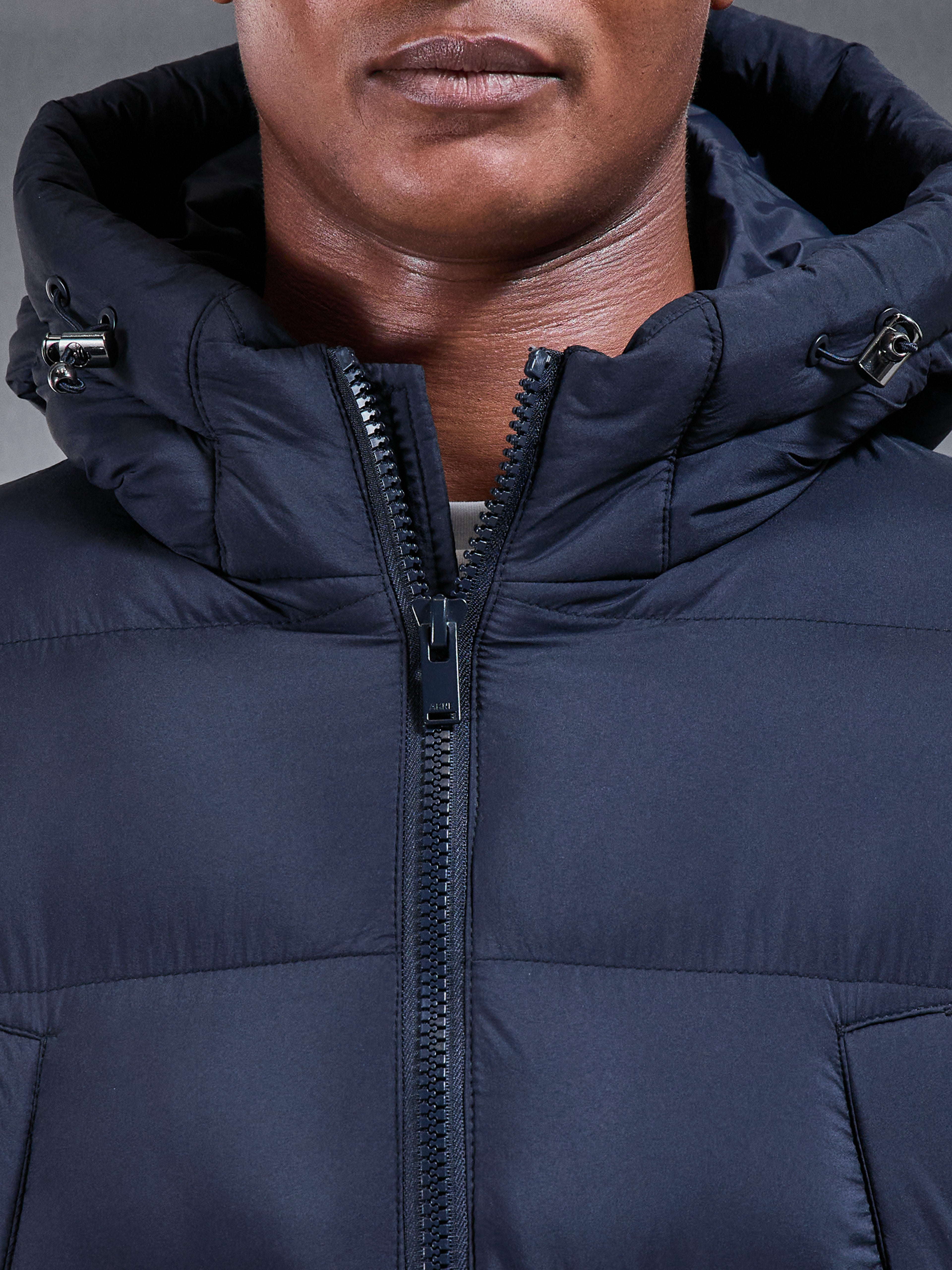 Mid Length Puffer Parka in Navy