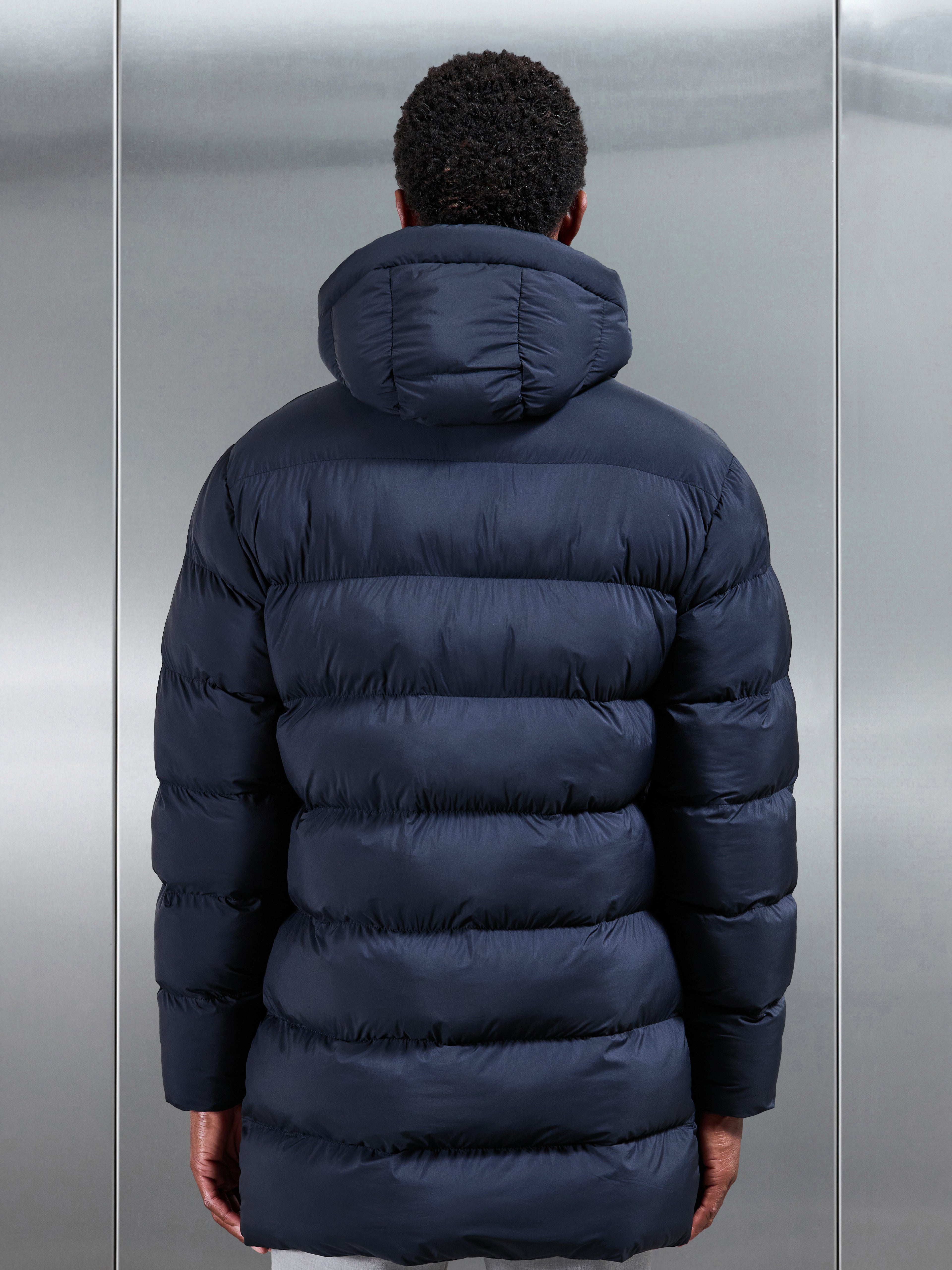 Mid Length Puffer Parka in Navy
