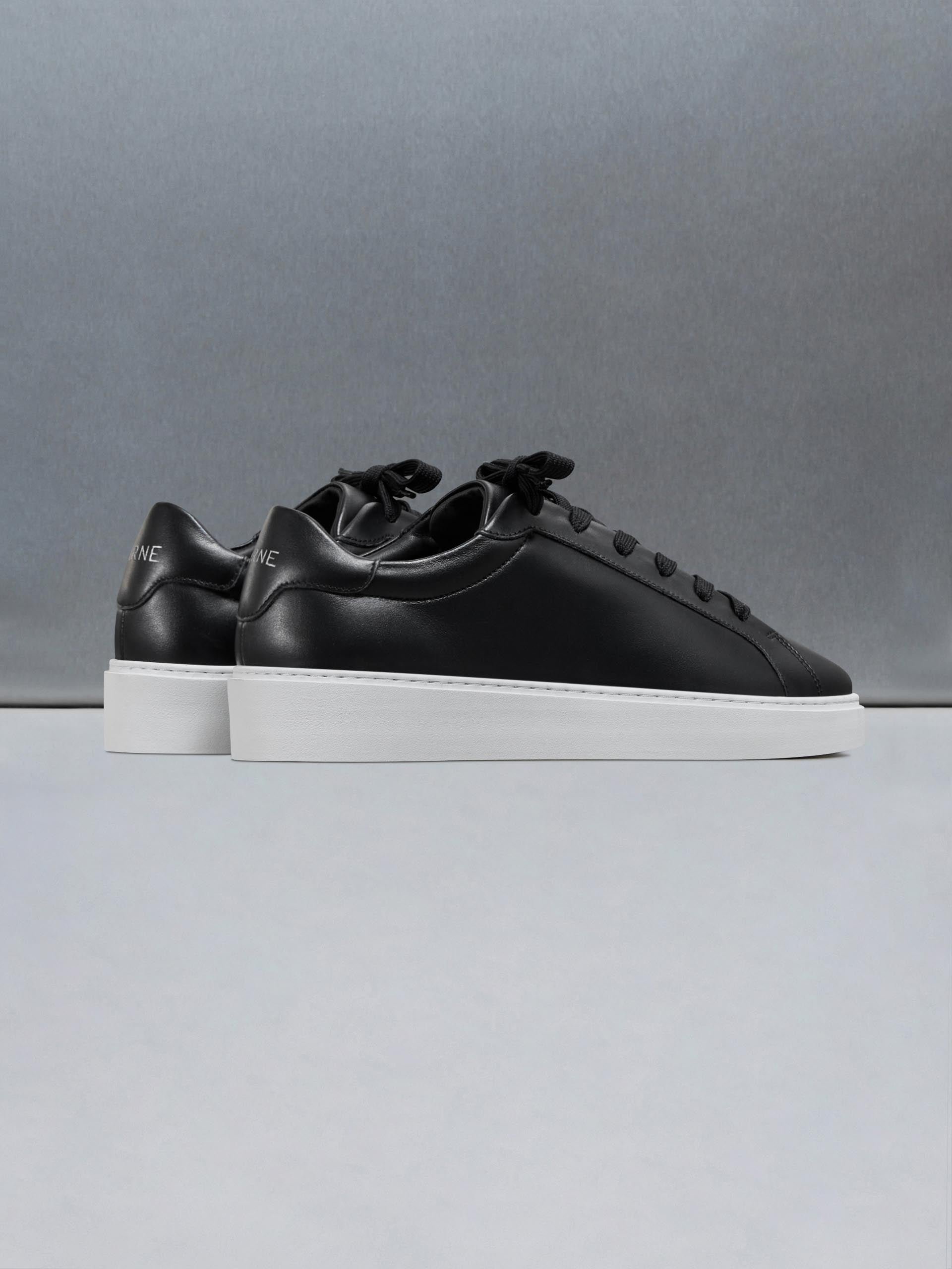 Mid Essential Leather Trainer in Black