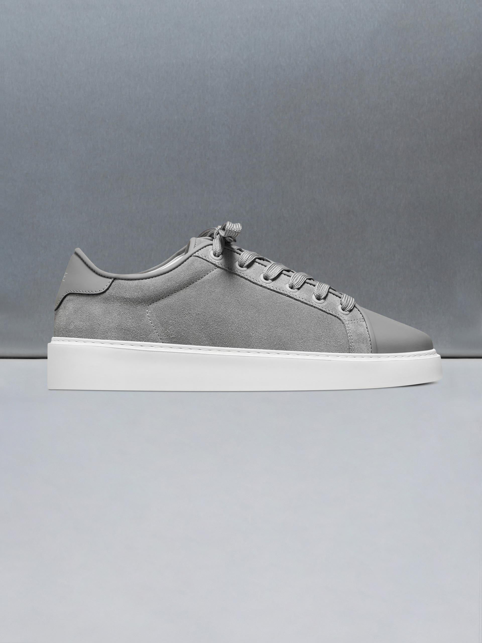 Mid Leather Toe Cap Trainer in Grey