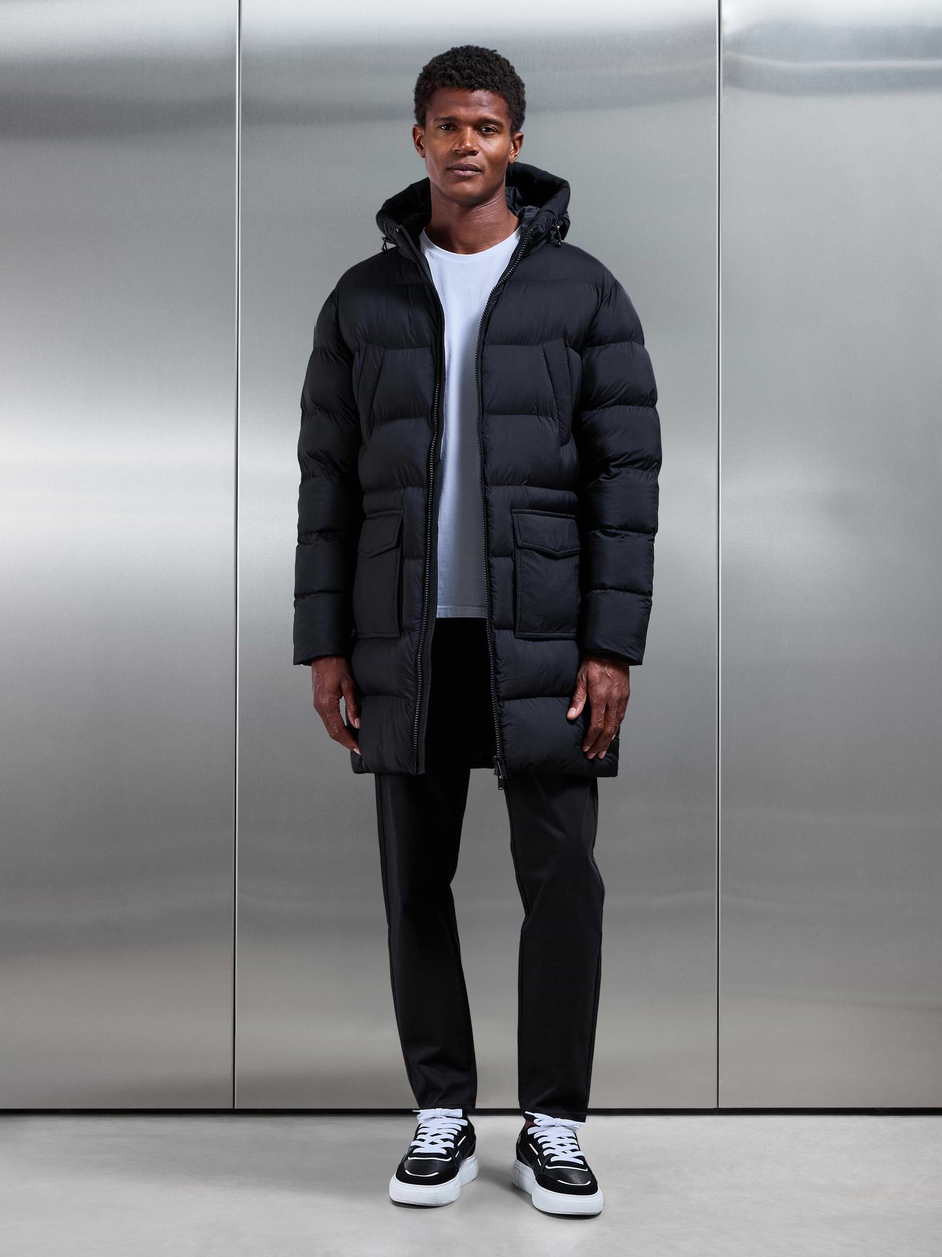 Mid Length Puffer Parka in Black