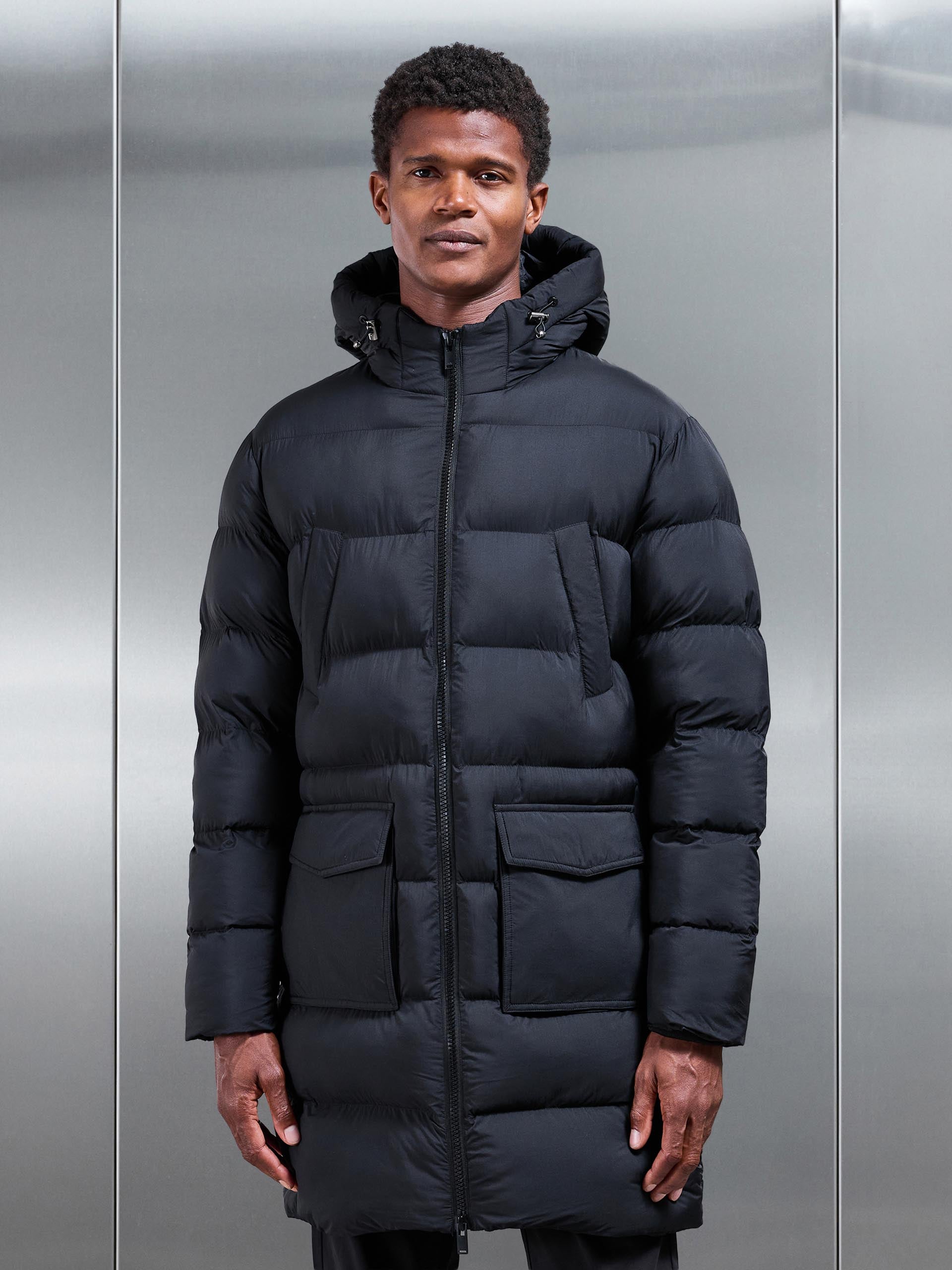 Mid Length Puffer Parka in Black