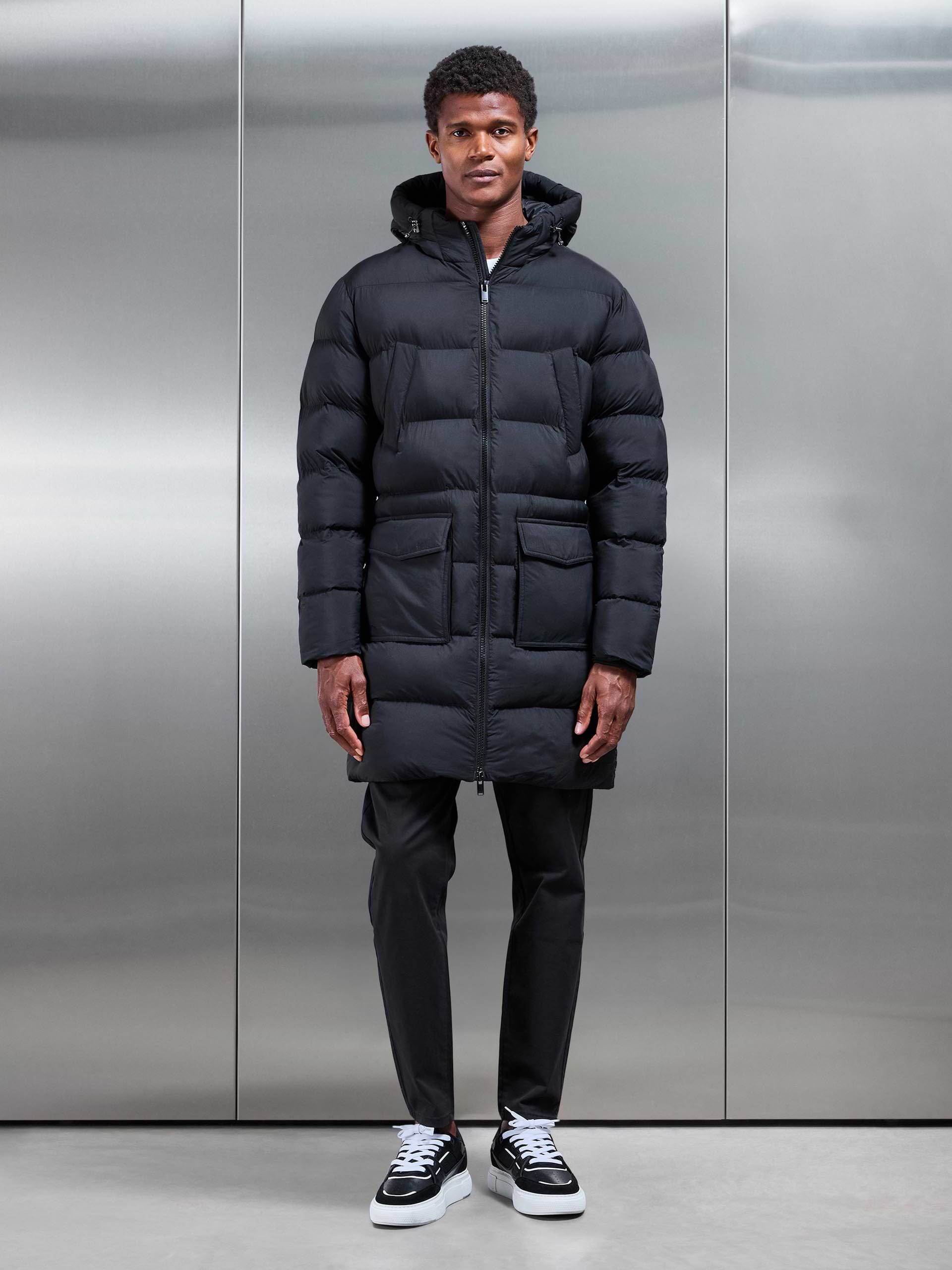 Mid Length Puffer Parka in Black