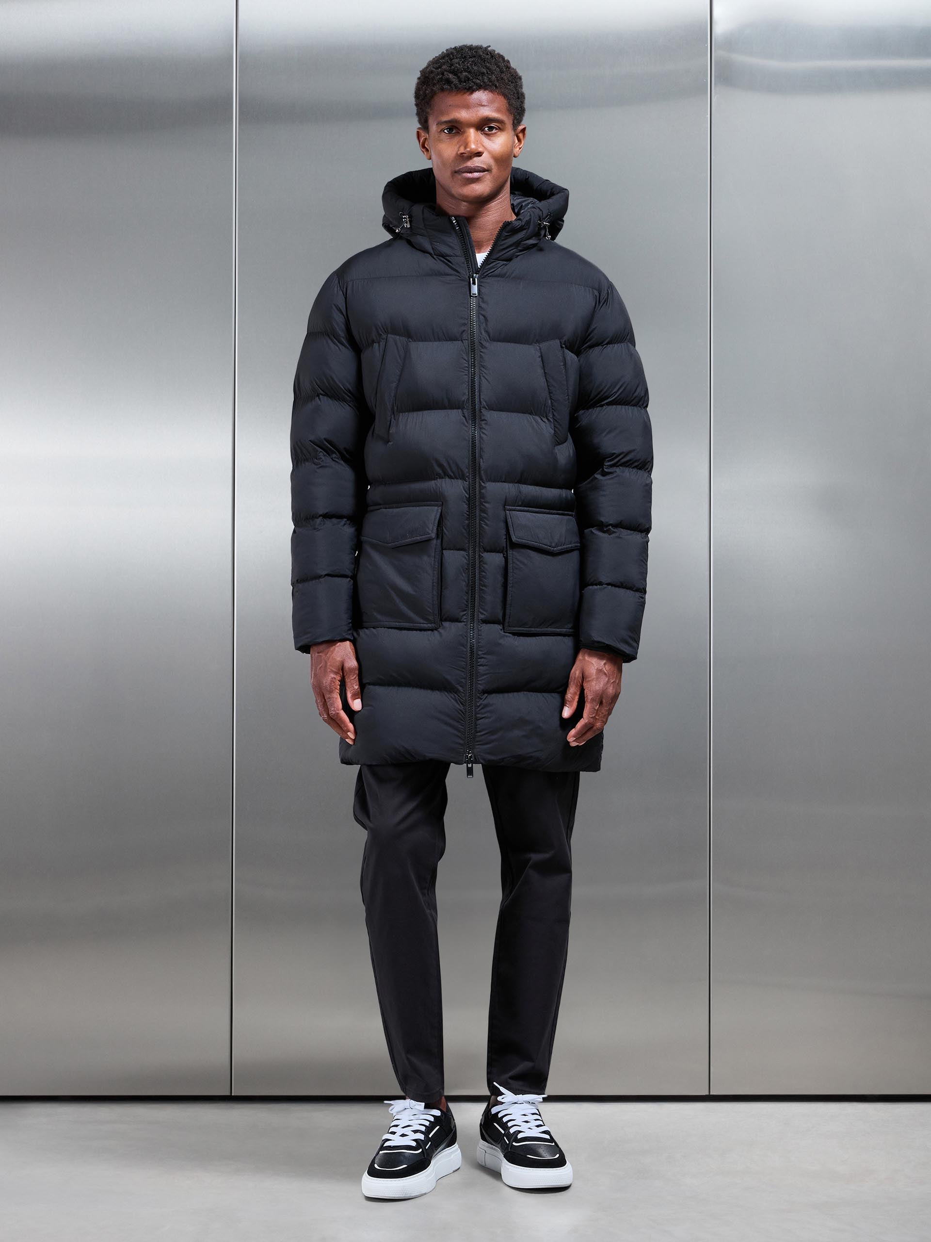 Mid Length Puffer Parka in Black