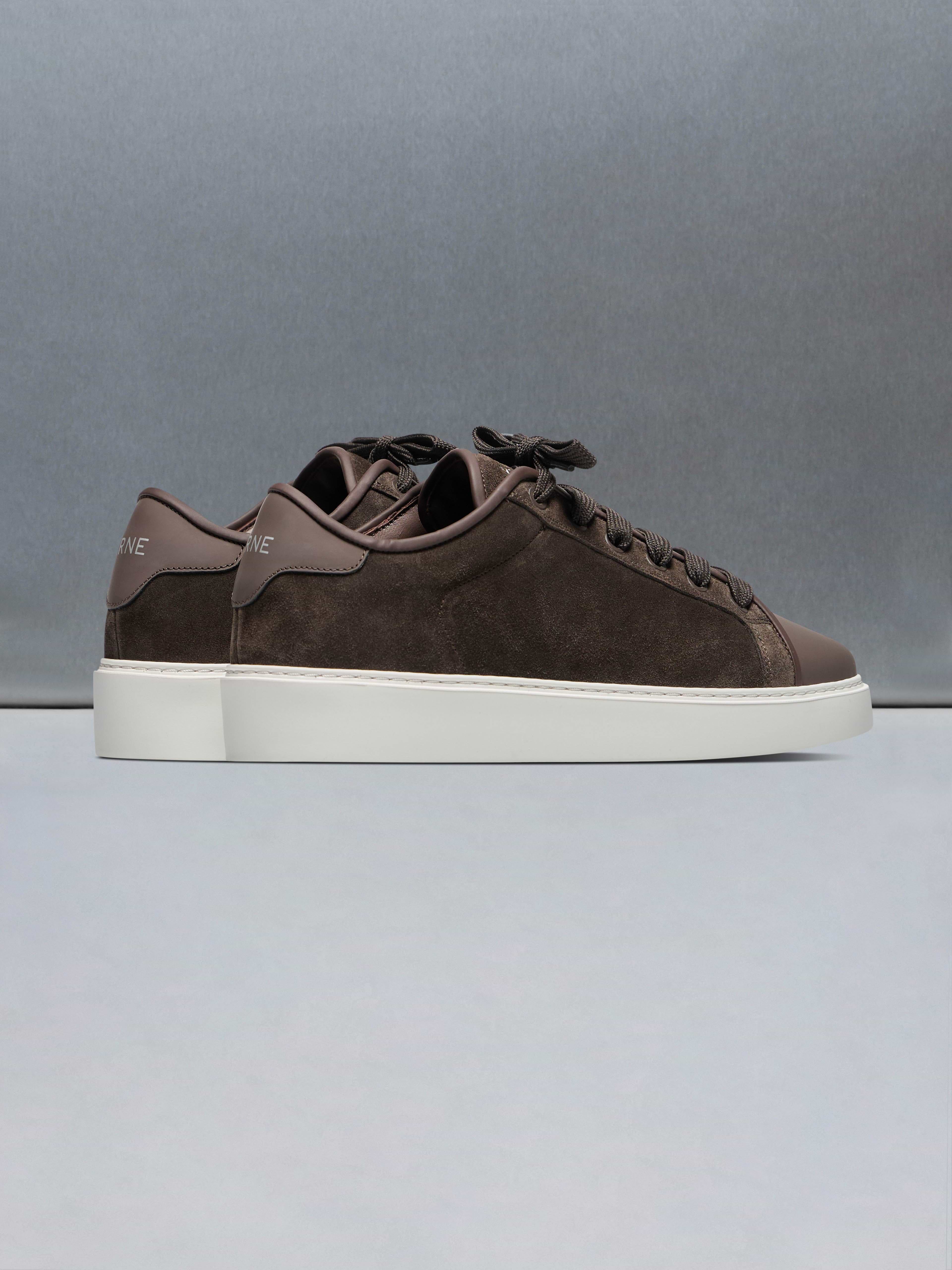 Mid Leather Toe Cap Trainer in Brown