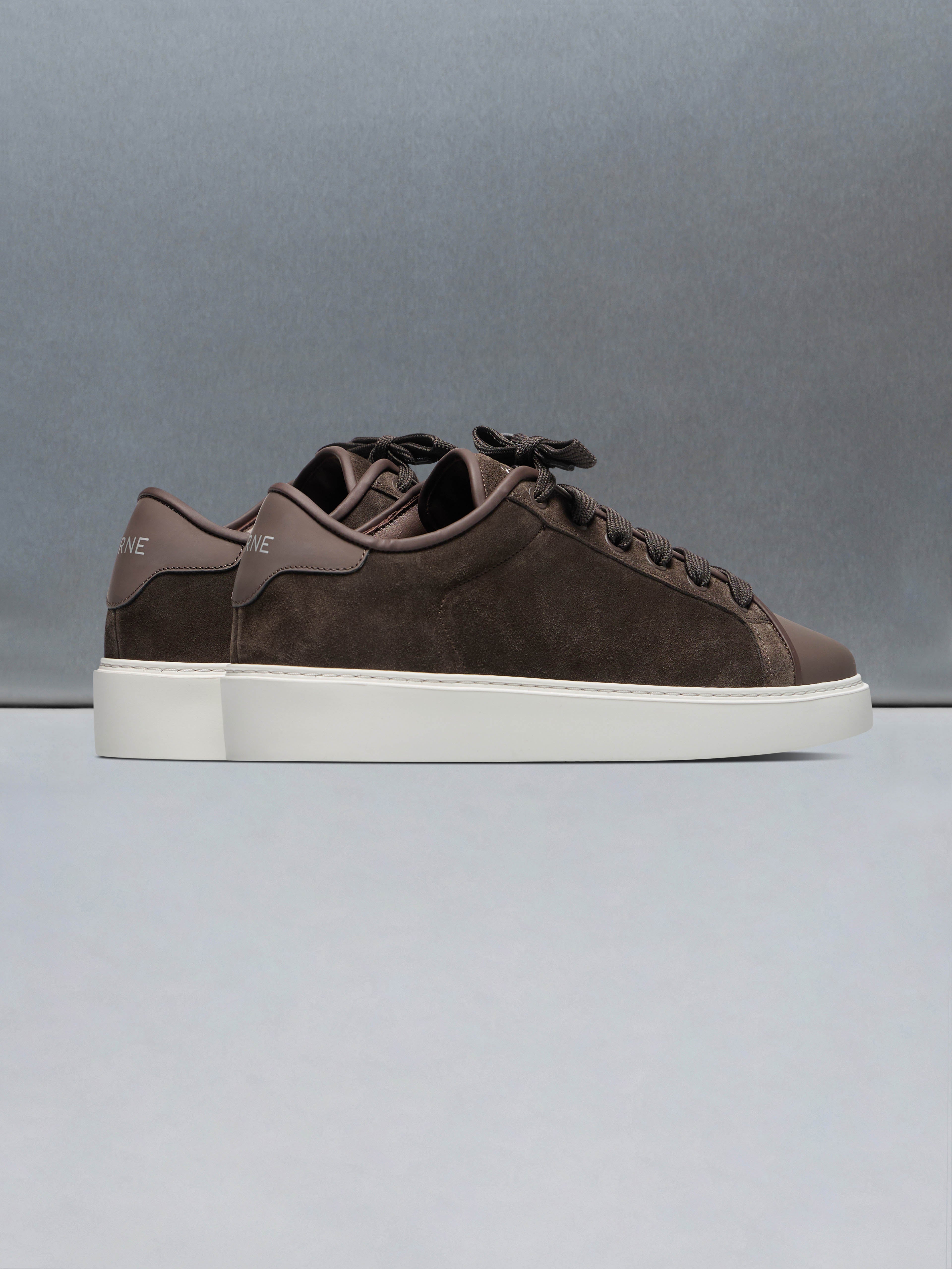 Mid Leather Toe Cap Trainer in Brown