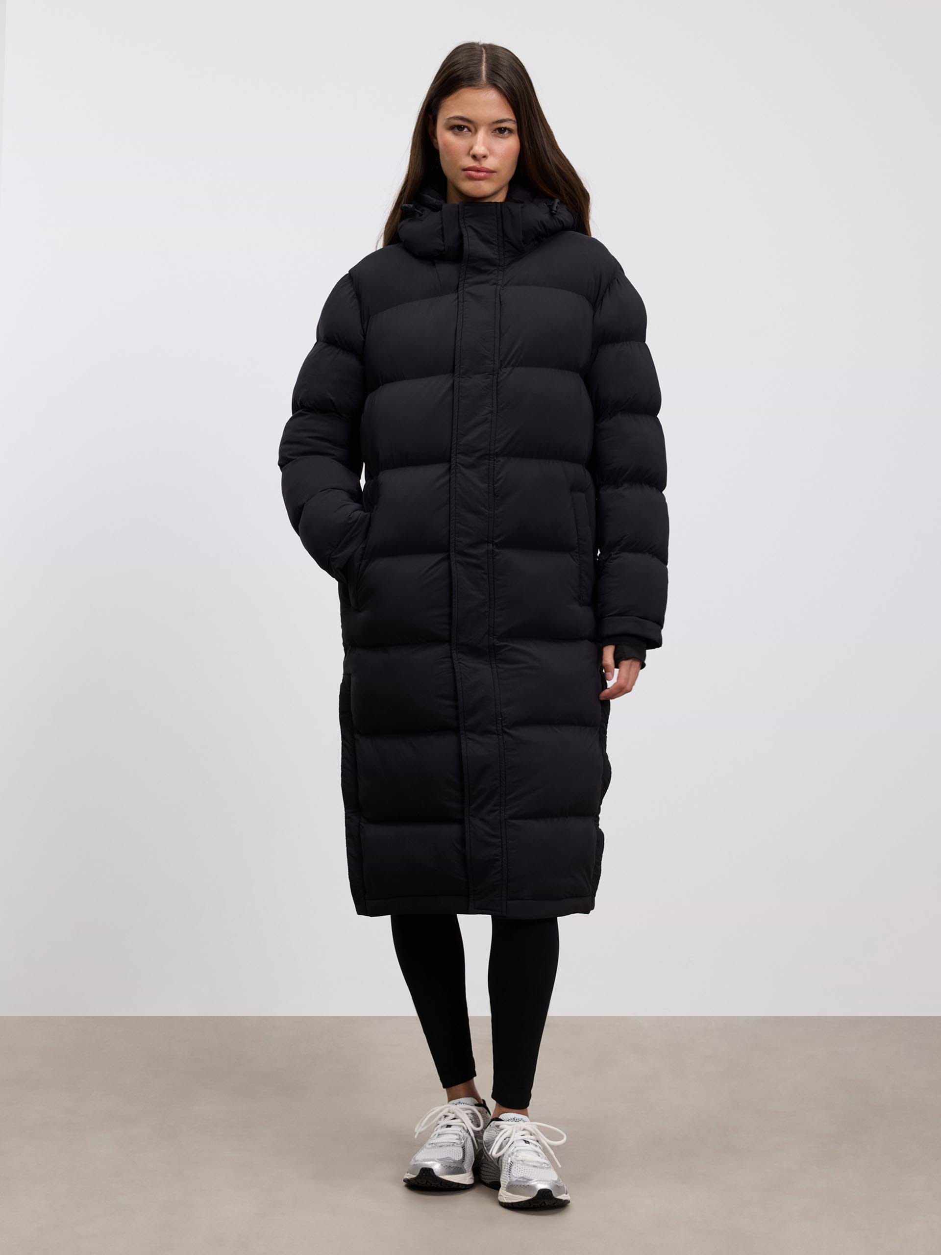 Womens Mid Length Puffer Jacket in Black