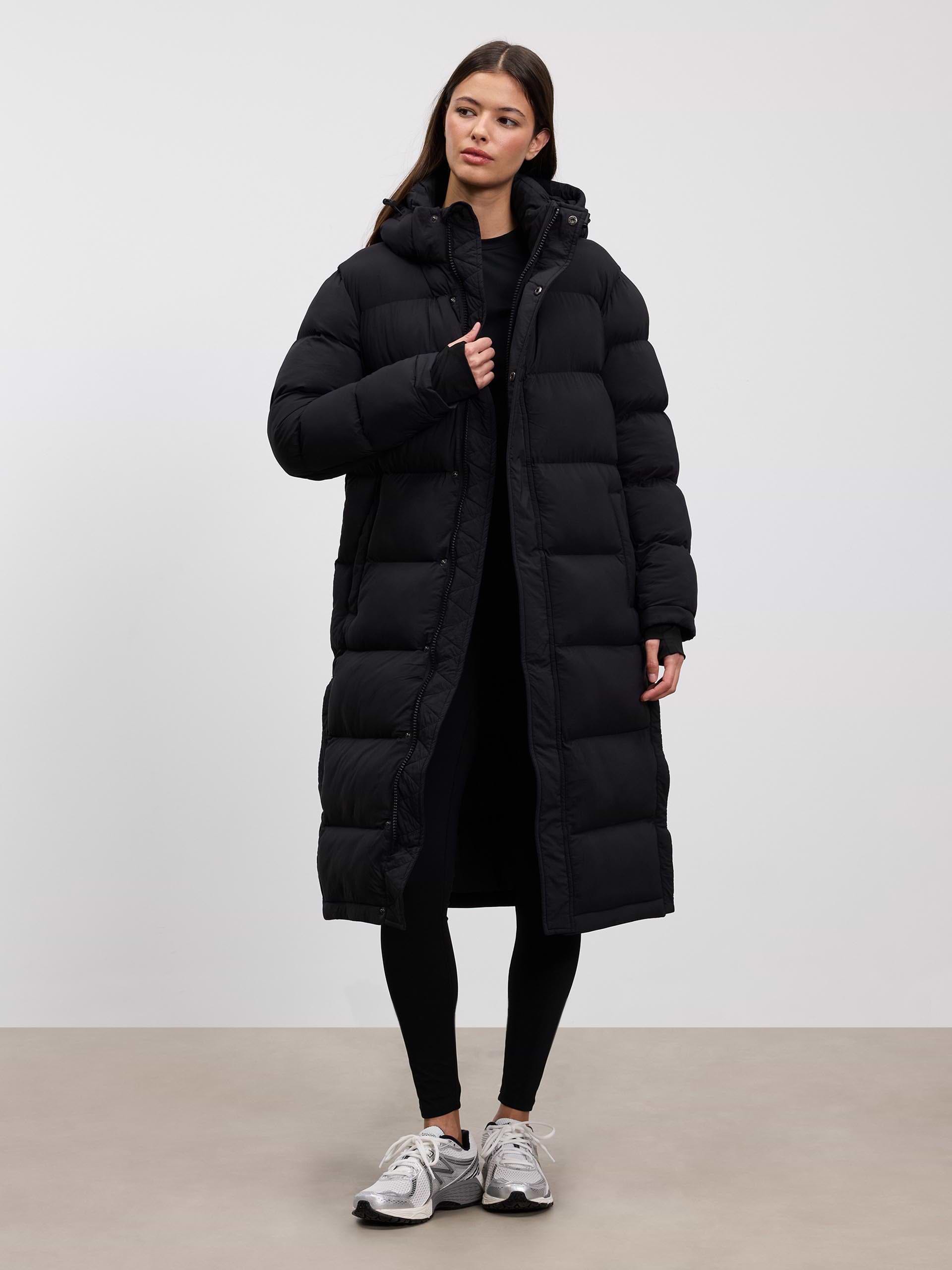 Womens Mid Length Puffer Jacket in Black