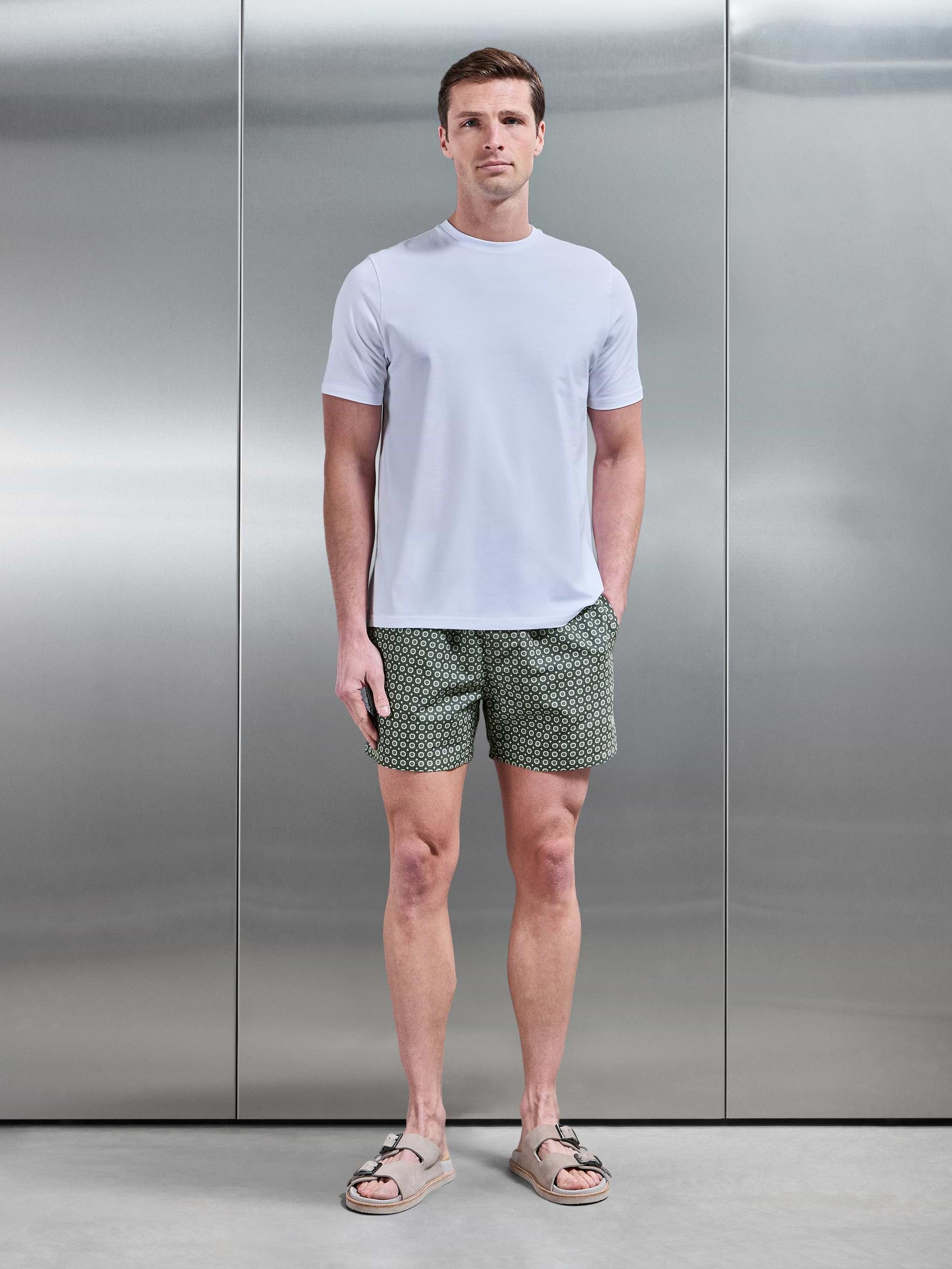 Mosaic Drawstring Printed Swim Short in Sage