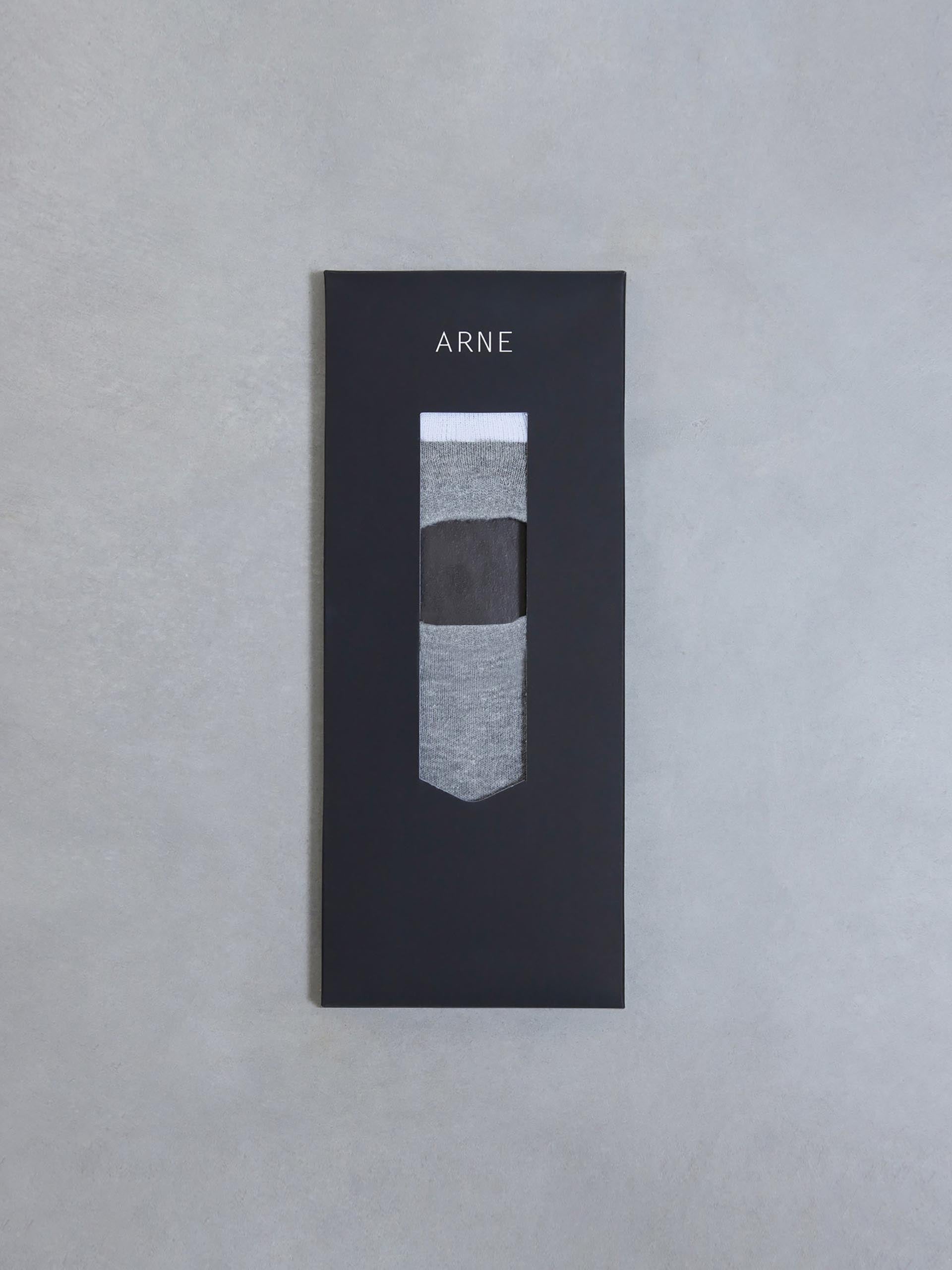 Mens 3 Pack ARNE Invisible Socks in Black White Grey