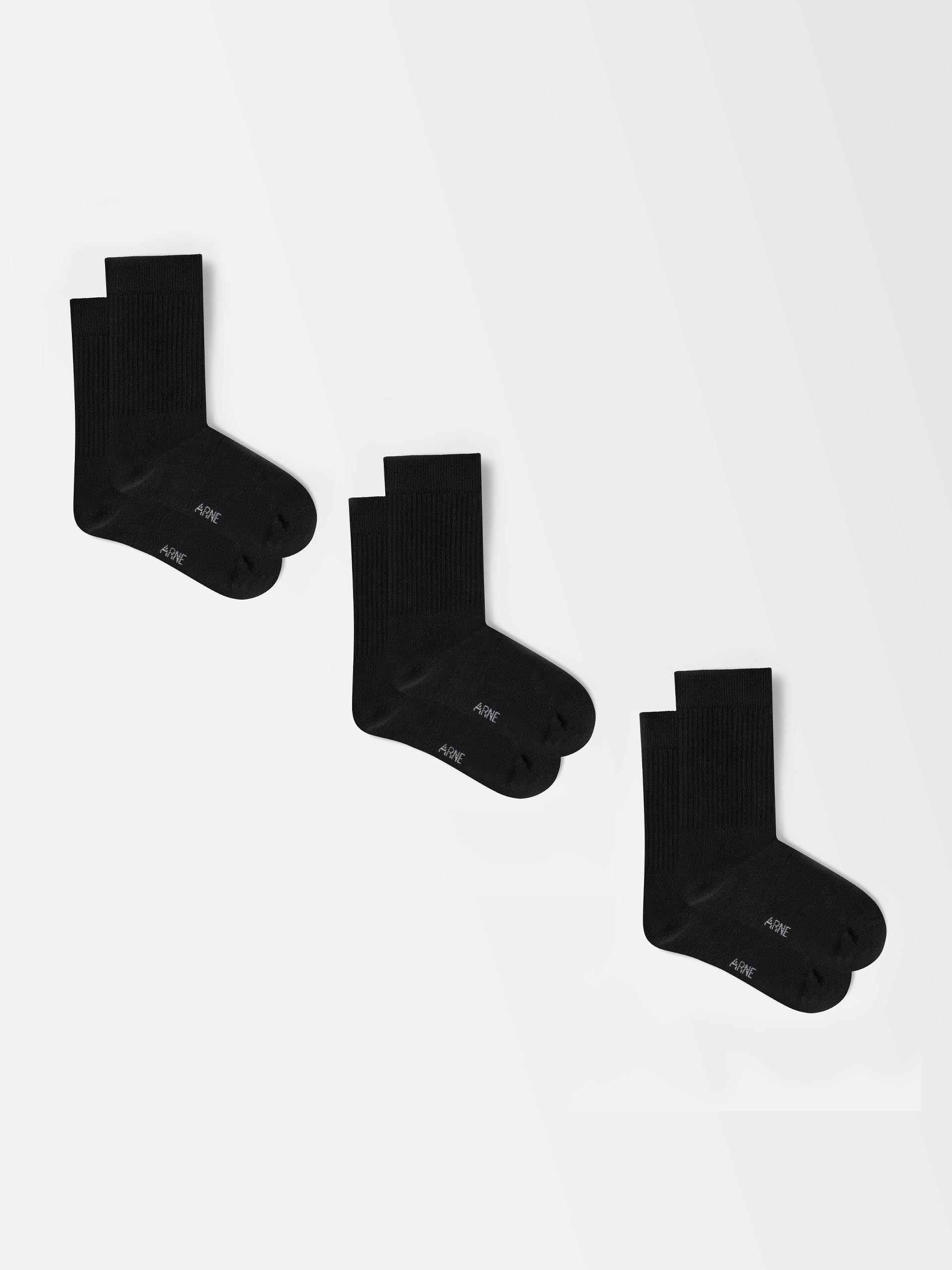 Mens 3 Pack ARNE Socks in Black