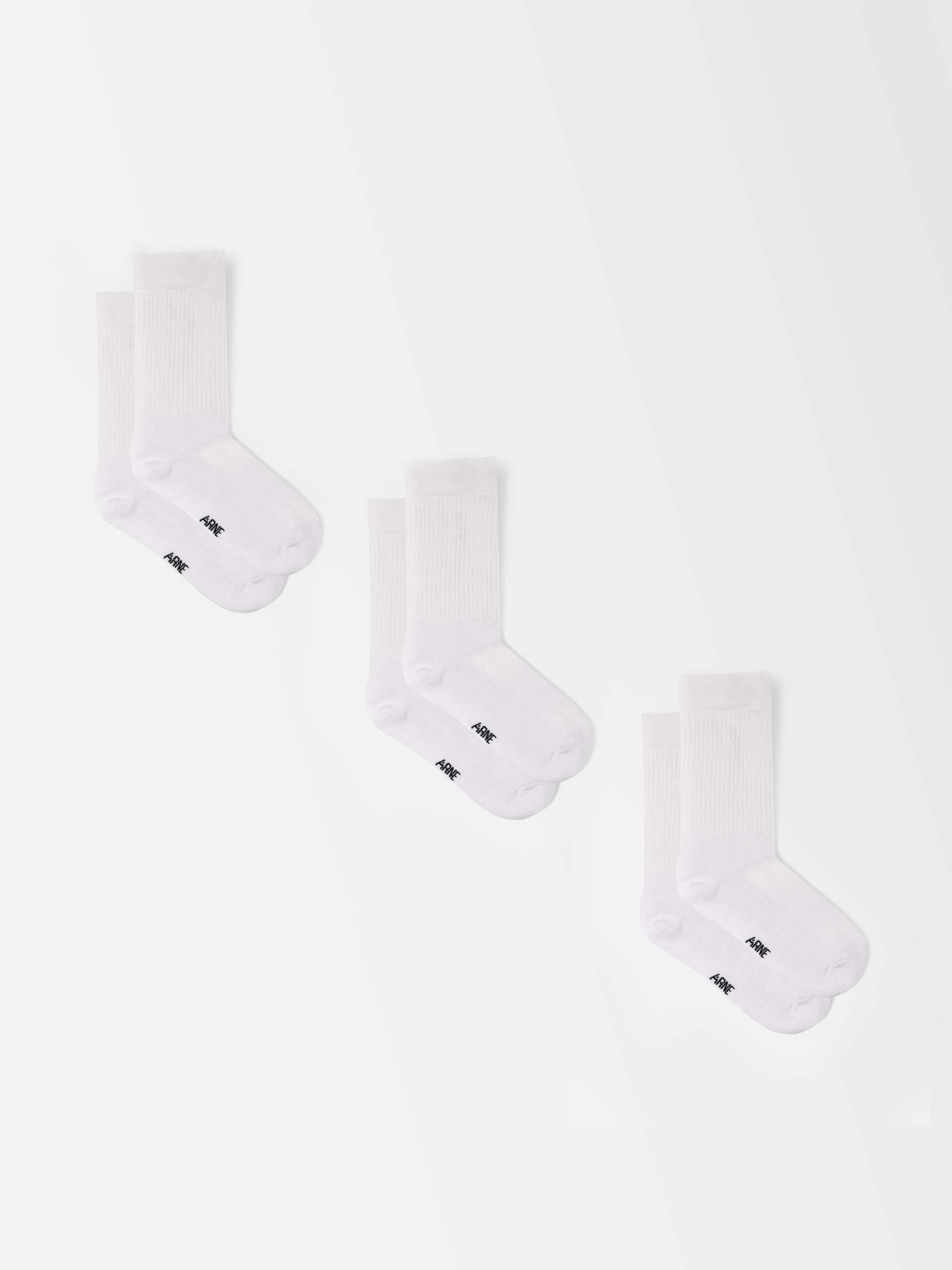 Mens 3 Pack ARNE Socks in White